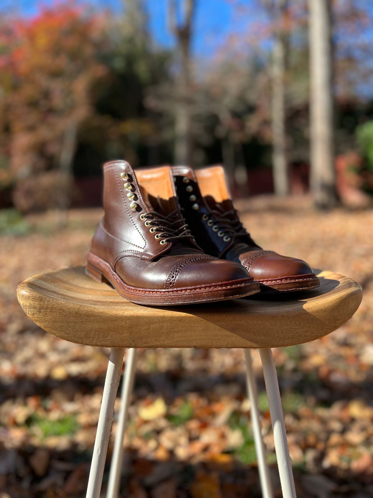 Photo by last.sole on November 9, 2022 of the Alden Perforated Cap Toe Boot in Unlisted Leather.