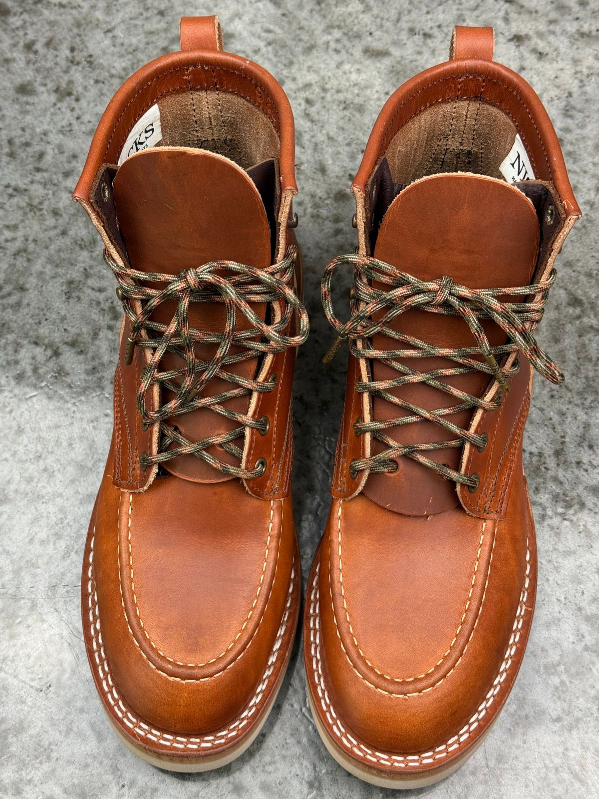 Photo by kkibbey on October 1, 2024 of the Nicks Moc Toe in Wickett & Craig Natural Double Stuffed.
