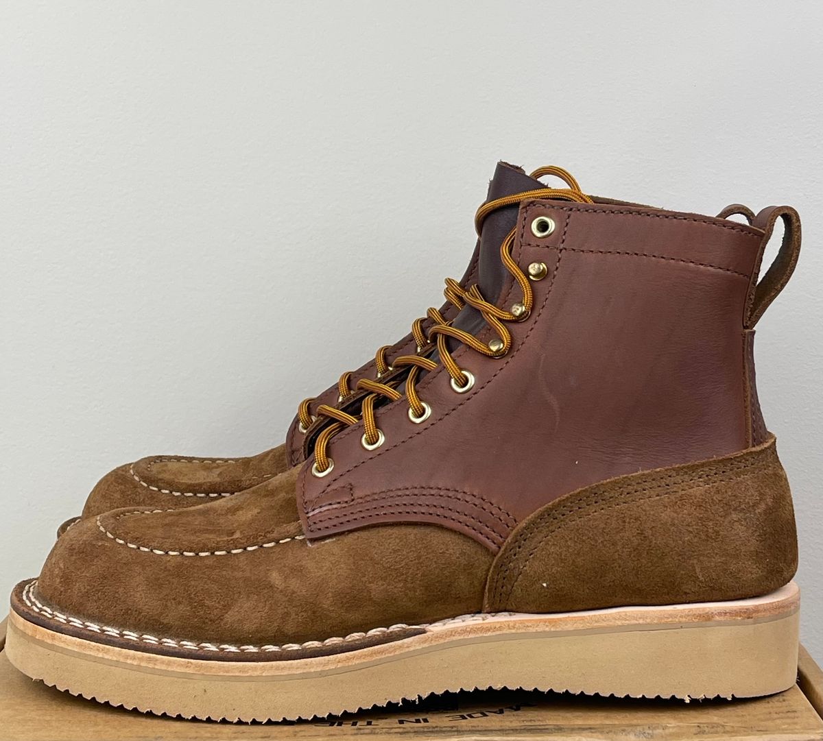 Photo by kkibbey on October 5, 2023 of the Nicks Moc Toe in Seidel 1964 Brown Roughout.