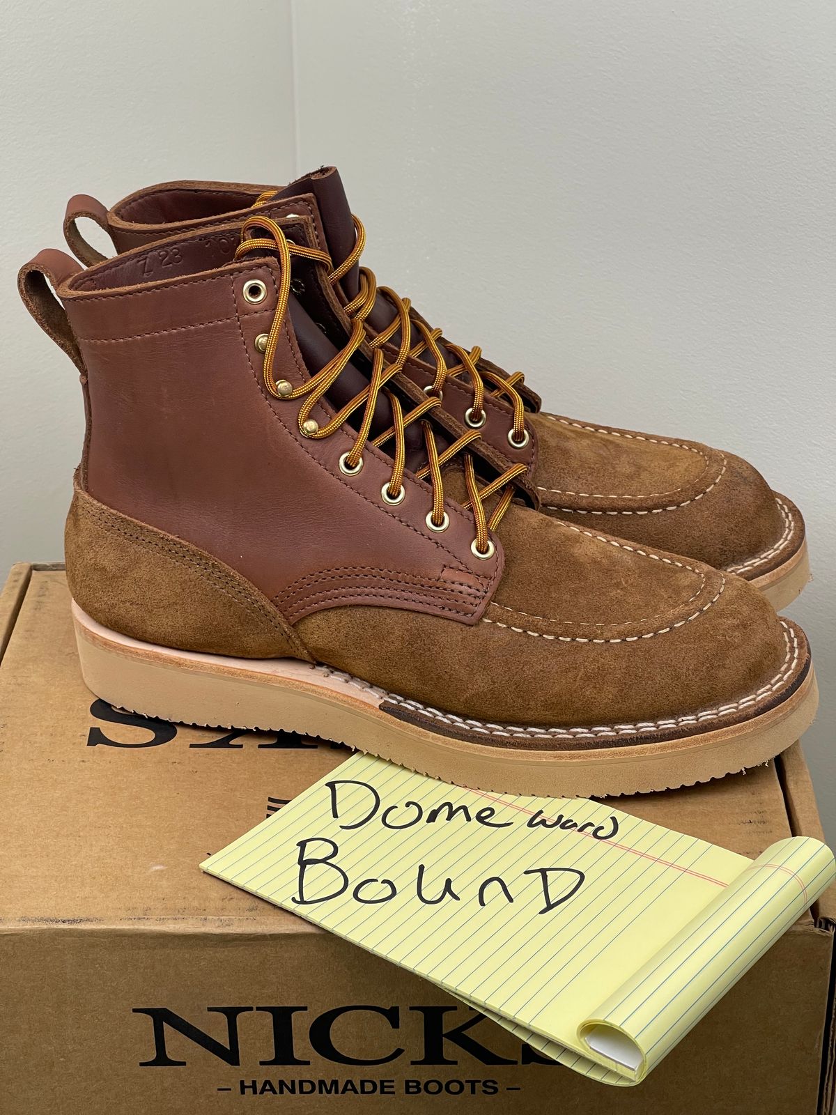 Photo by kkibbey on October 5, 2023 of the Nicks Moc Toe in Seidel 1964 Brown Roughout.