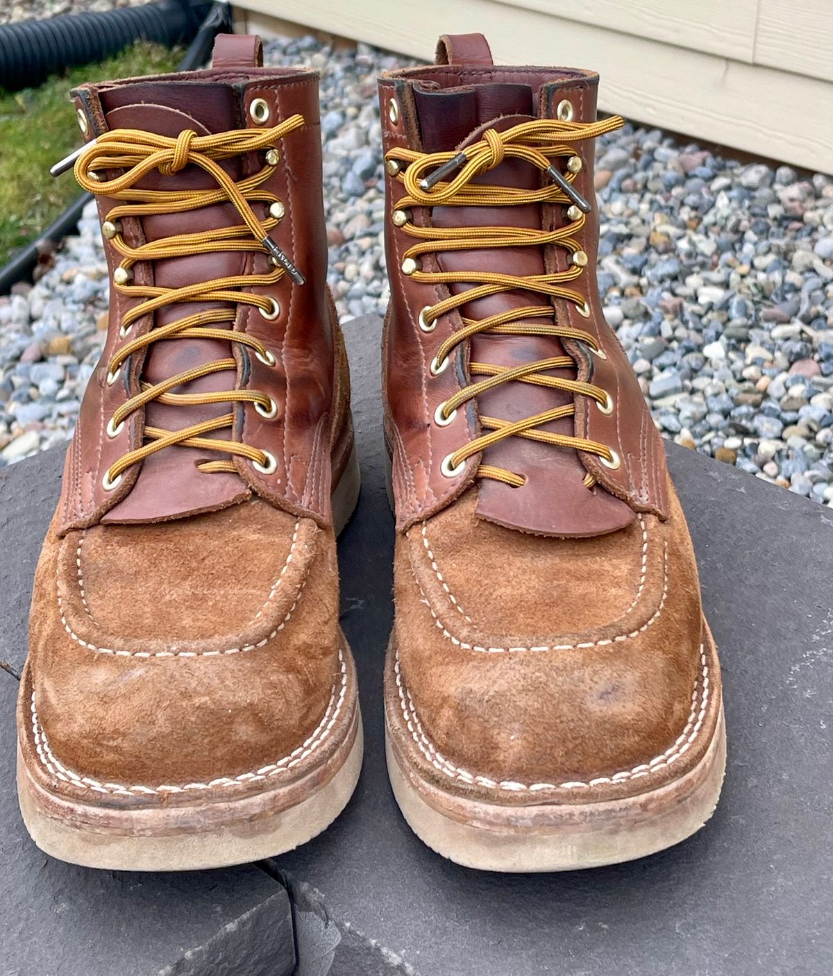 Photo by kkibbey on January 3, 2024 of the Nicks Moc Toe in Seidel 1964 Brown Roughout.