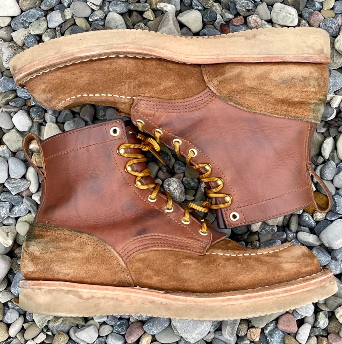 Photo by kkibbey on January 3, 2024 of the Nicks Moc Toe in Seidel 1964 Brown Roughout.