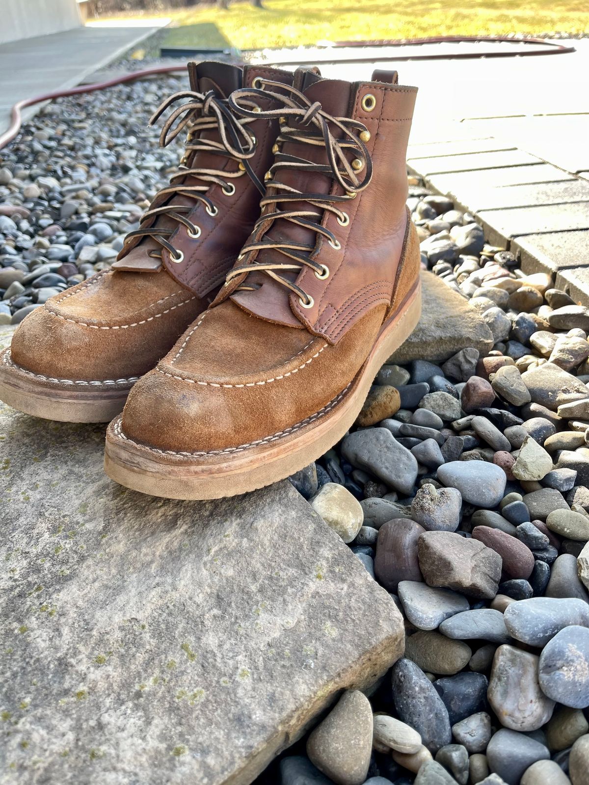 Photo by kkibbey on March 4, 2024 of the Nicks Moc Toe in Seidel 1964 Brown Roughout.