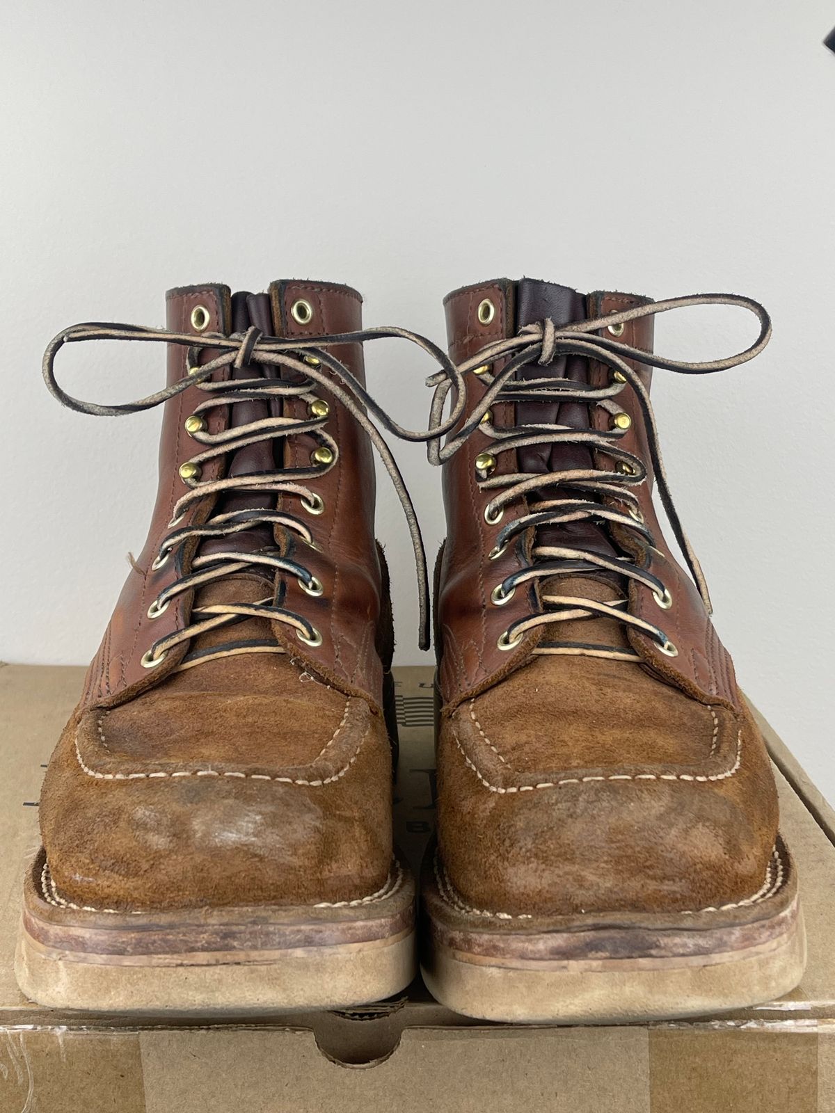 Photo by kkibbey on April 1, 2024 of the Nicks Moc Toe in Seidel 1964 Brown Roughout.