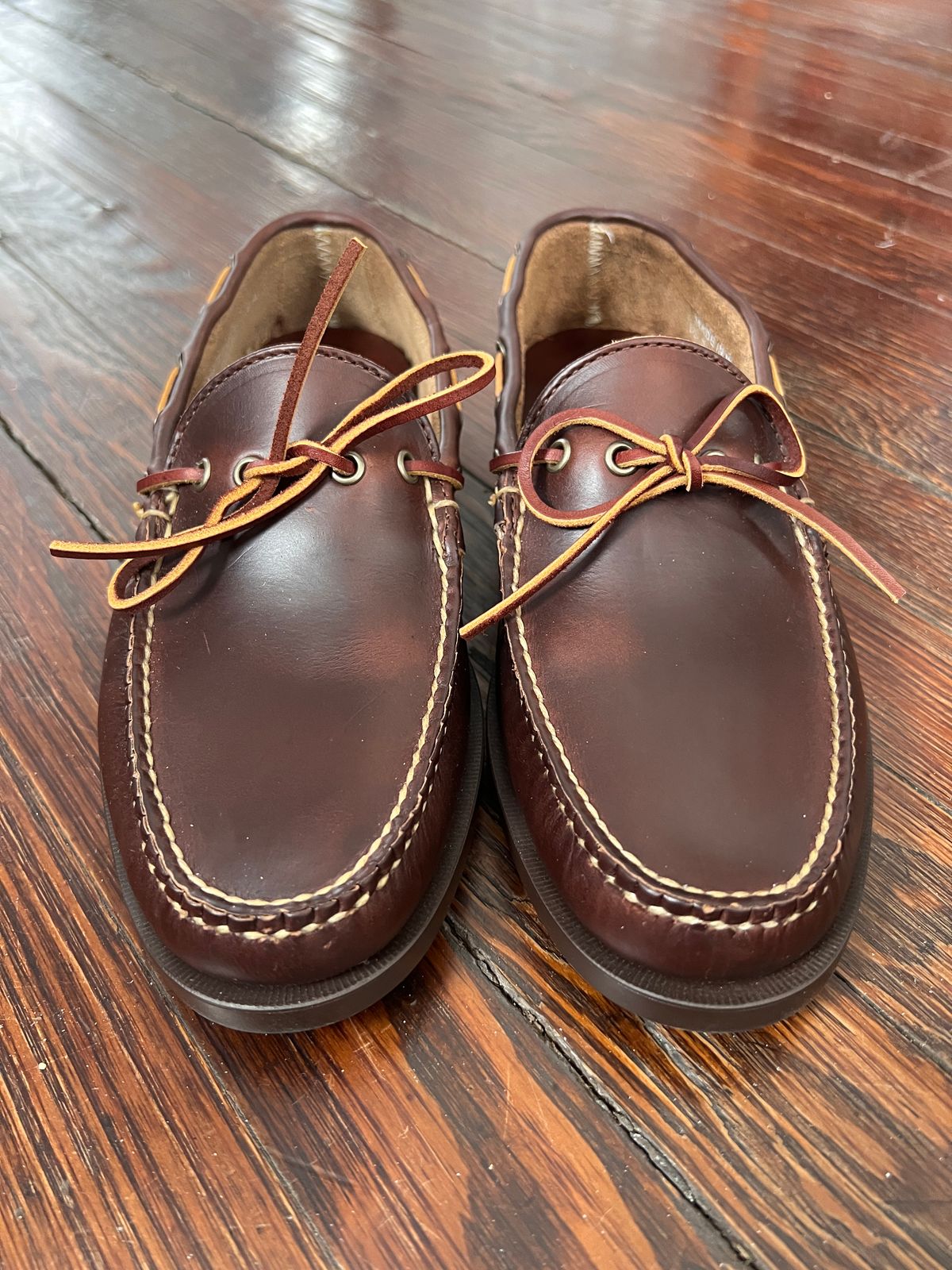 Photo by soistmann on February 23, 2026 of the Rancourt & Co. Gilman Camp Moc in Horween Dark Brown Chromepak.