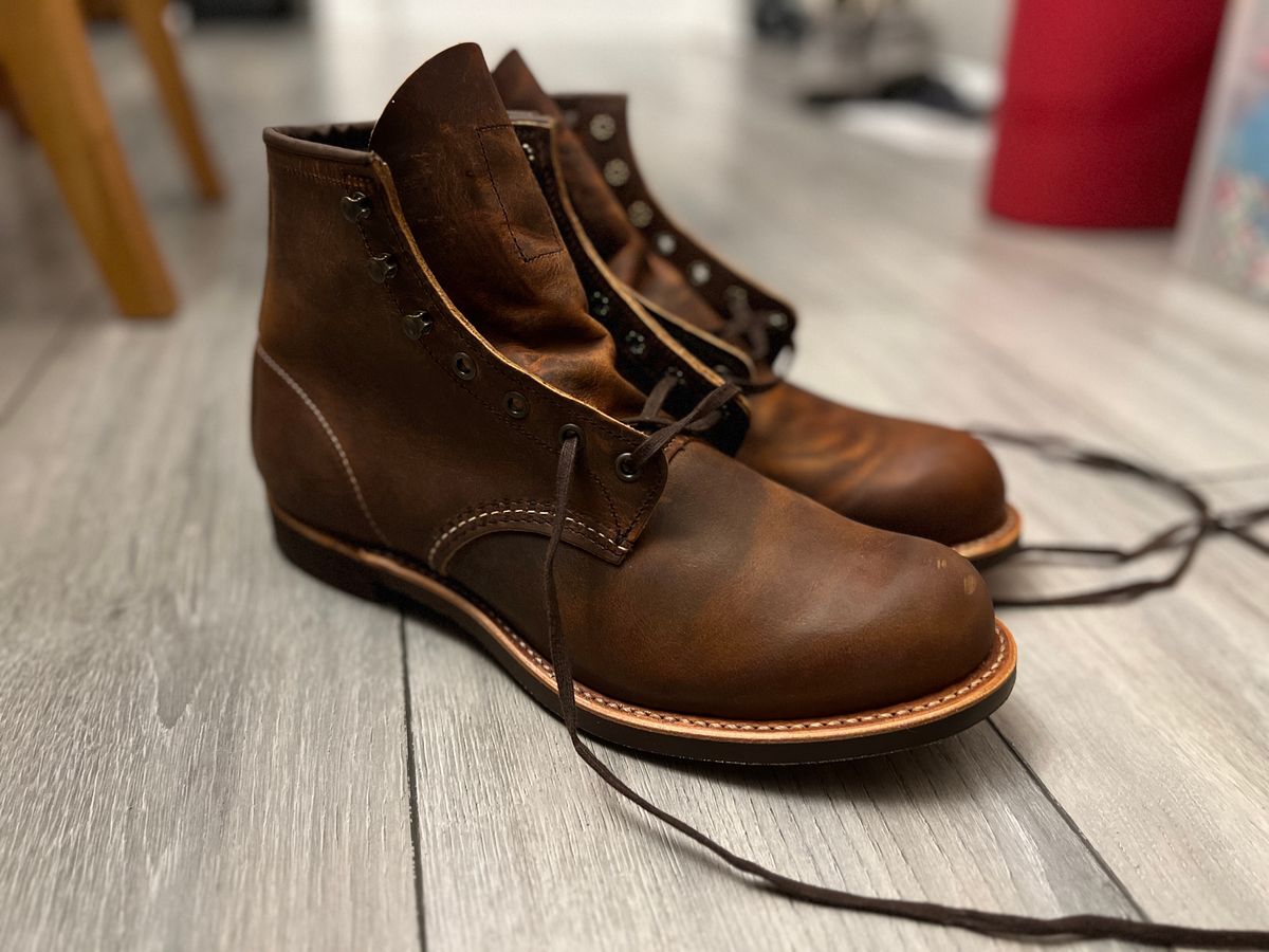 Photo by soistmann on December 22, 2023 of the Red Wing Blacksmith in S.B. Foot Copper Rough and Tough.
