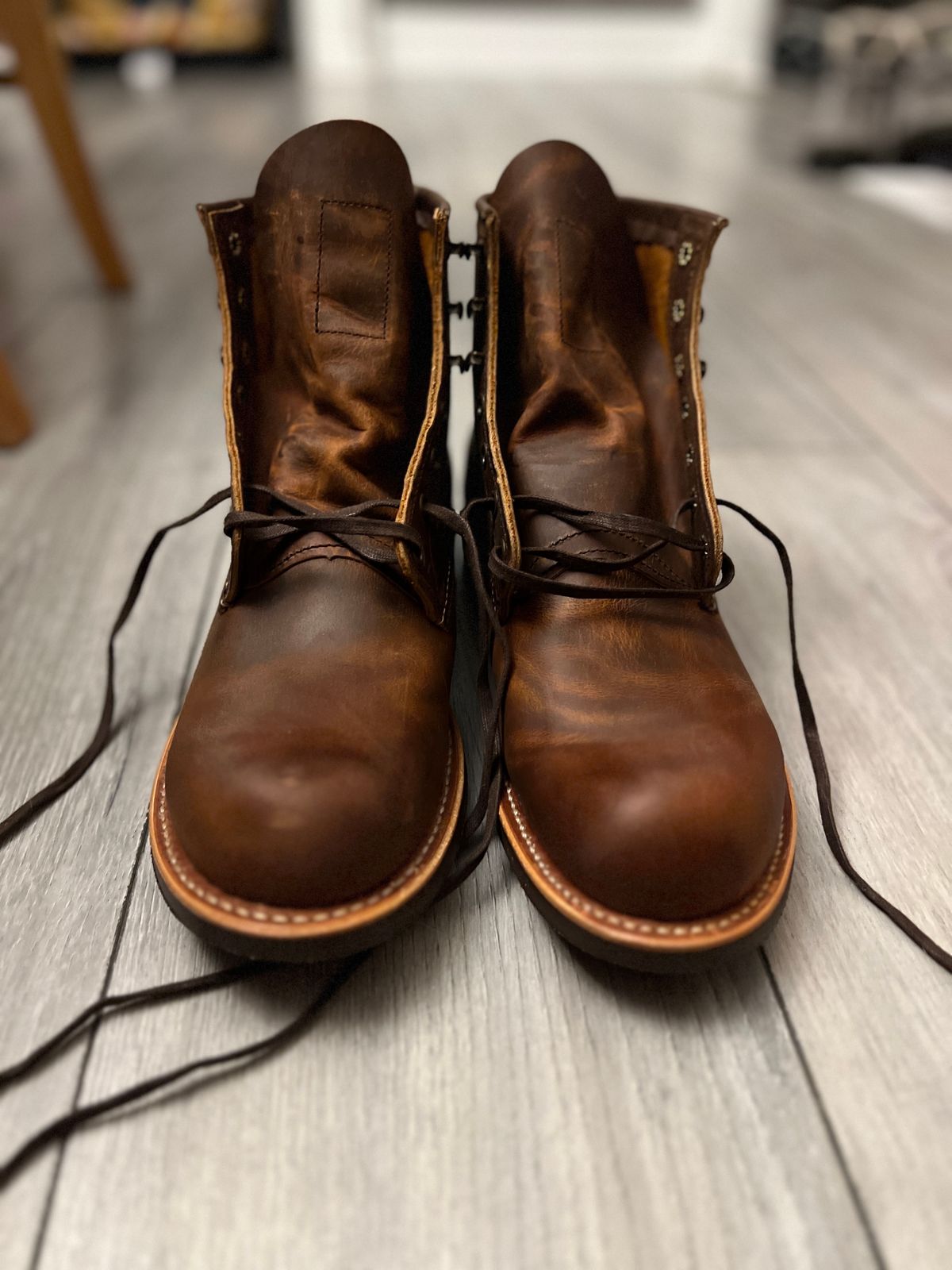 Photo by soistmann on December 22, 2023 of the Red Wing Blacksmith in S.B. Foot Copper Rough and Tough.