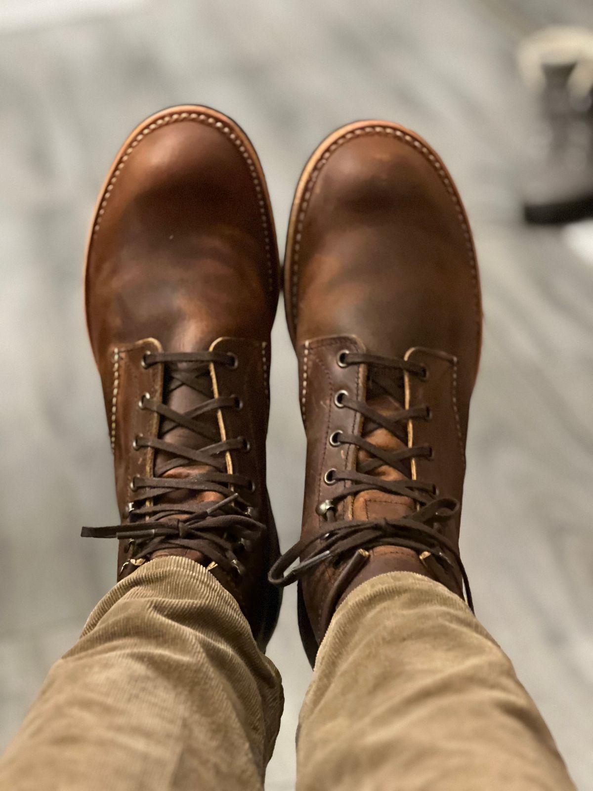 Photo by soistmann on December 22, 2023 of the Red Wing Blacksmith in S.B. Foot Copper Rough and Tough.