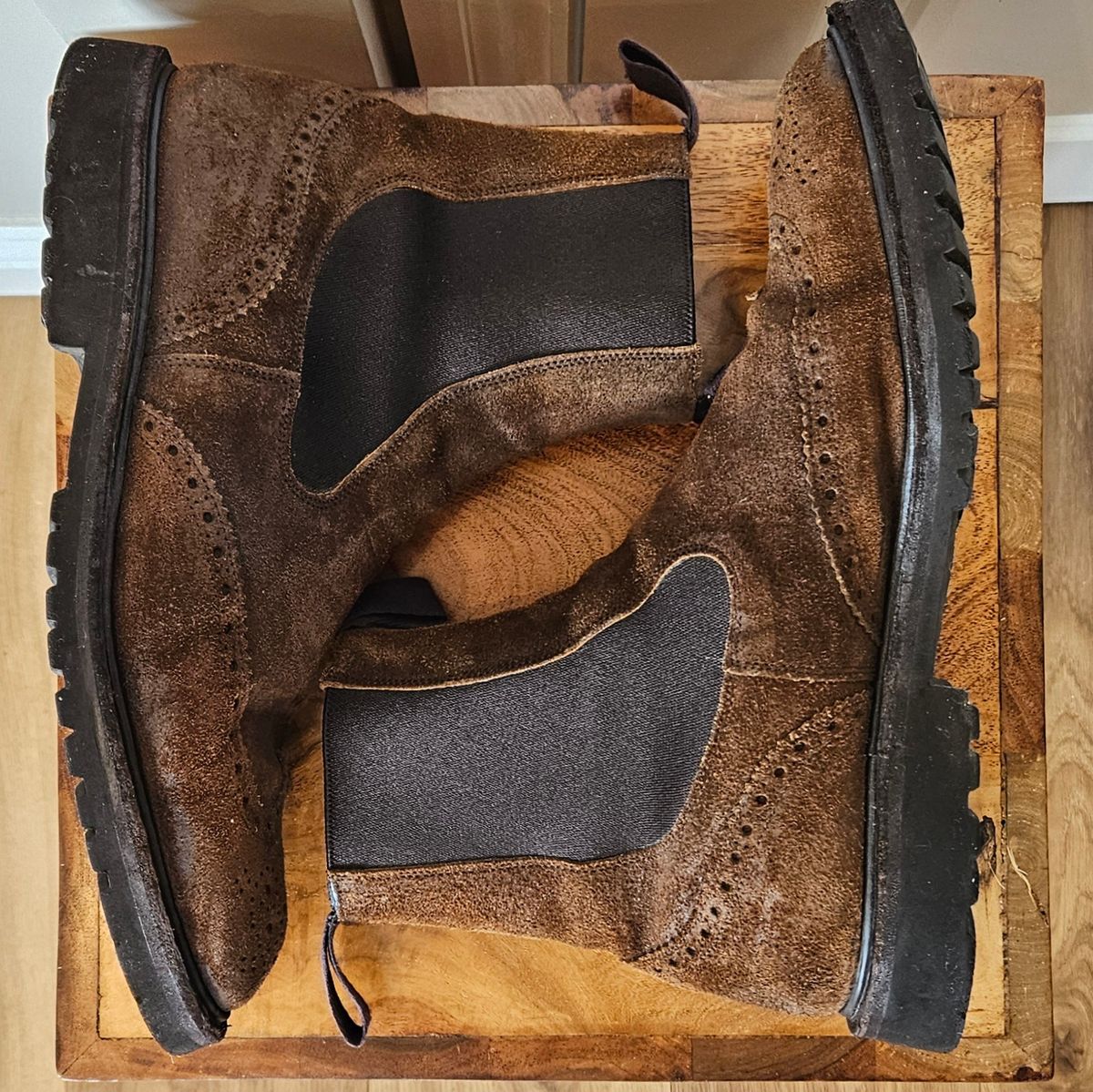 Photo by kudusole on March 3, 2024 of the Tricker's Henry Country Dealer Boot in C.F. Stead Snuff Waxed Suede.
