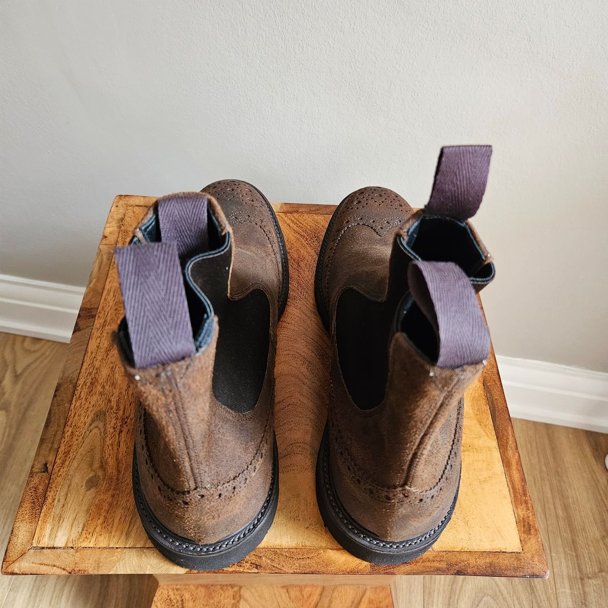 Photo by kudusole on October 1, 2023 of the Tricker's Henry Country Dealer Boot in C.F. Stead Snuff Waxed Suede.