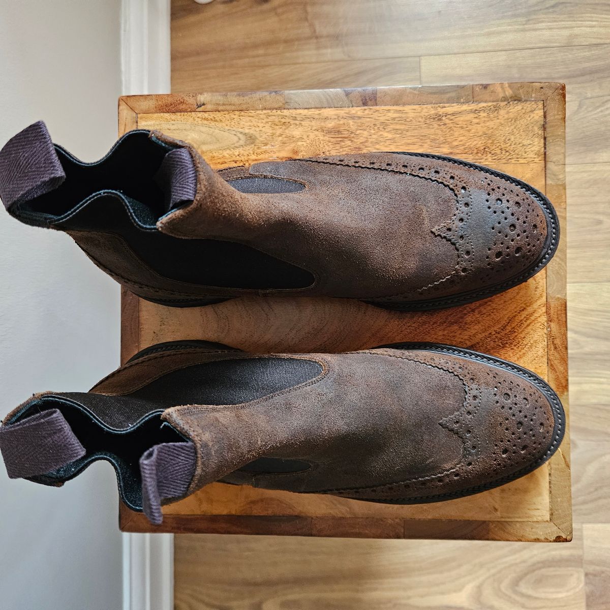 Photo by kudusole on October 1, 2023 of the Tricker's Henry Country Dealer Boot in C.F. Stead Snuff Waxed Suede.