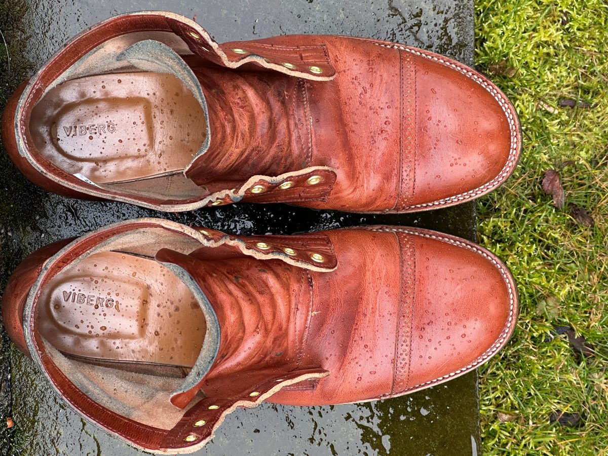Photo by ELee.HTB.11D on March 4, 2024 of the Viberg Service Boot BCT in Horween Spice Dublin.