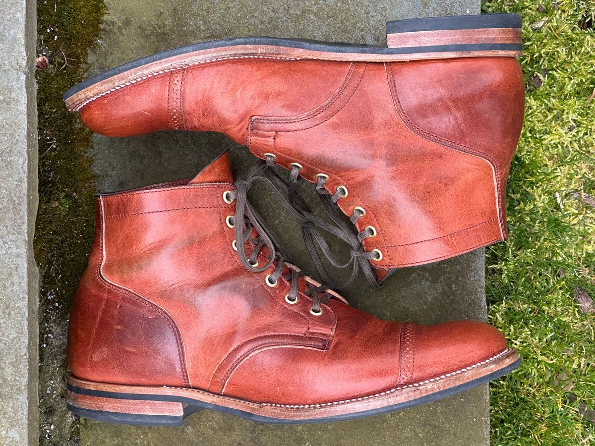 Photo by ELee.HTB.11D on April 1, 2024 of the Viberg Service Boot BCT in Horween Spice Dublin.