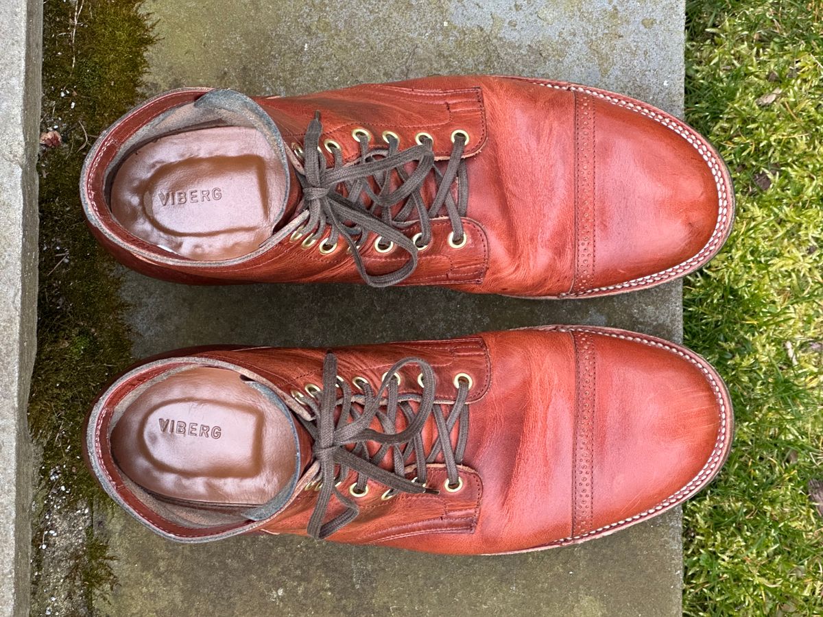Photo by ELee.HTB.11D on April 1, 2024 of the Viberg Service Boot BCT in Horween Spice Dublin.
