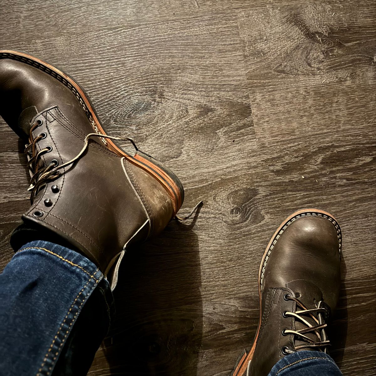 Photo by jayson_da_ruler on March 4, 2024 of the Nicks Falcon in Horween Charcoal Cypress.