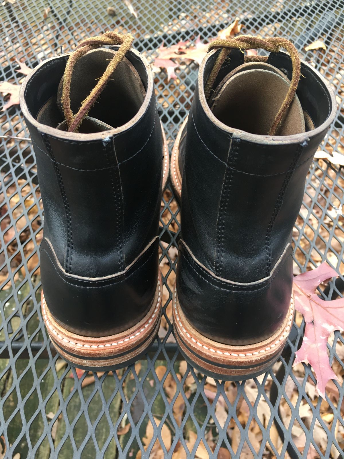 Photo by RustyKeystone on November 14, 2022 of the Oak Street Bootmakers Trench Boot in Horween Black Chromexcel.