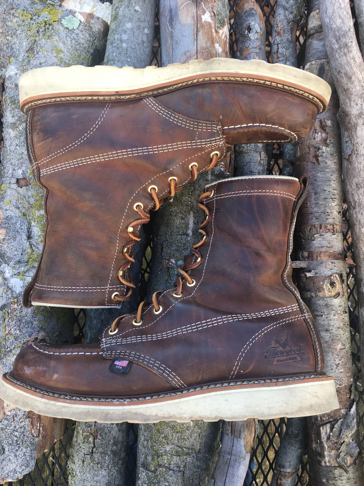 Photo by RustyKeystone on March 4, 2023 of the Thorogood 8" Moc Toe in Seidel Trail Crazy Horse.
