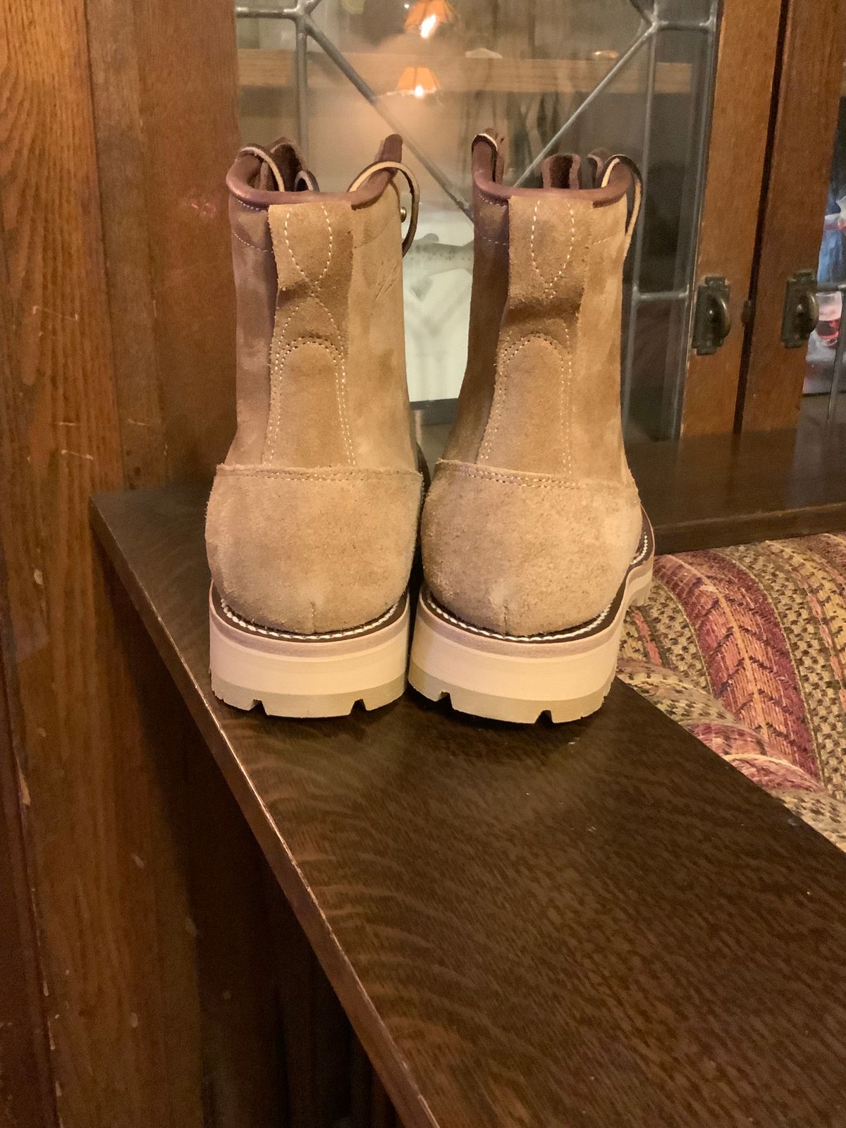 Photo by cozzie on October 8, 2023 of the Rolling Dub Trio Forester II Boot in Nakamura Sennosuke Shoten Dark Beige Suede.