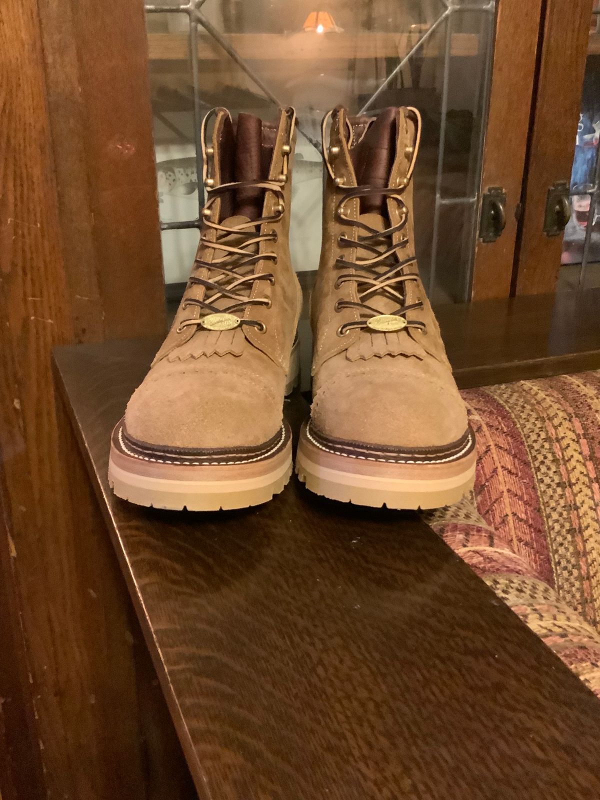 Photo by cozzie on October 8, 2023 of the Rolling Dub Trio Forester II Boot in Nakamura Sennosuke Shoten Dark Beige Suede.