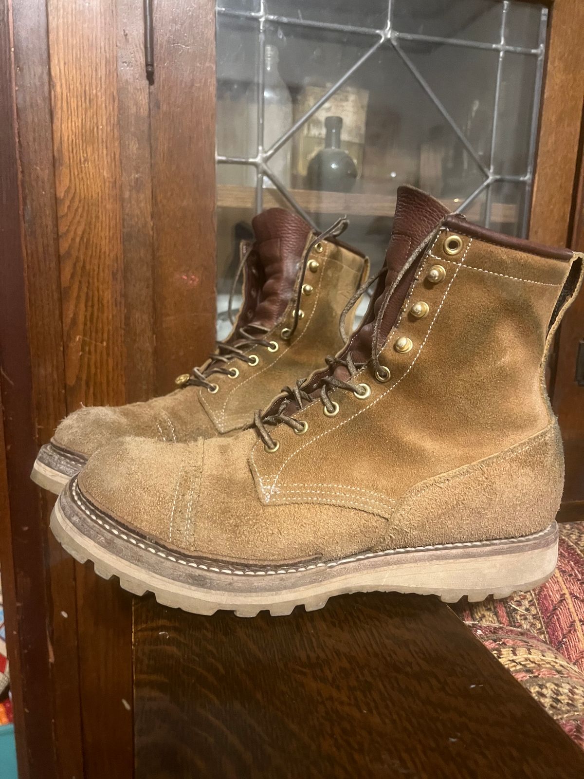 Photo by cozzie on January 4, 2024 of the Rolling Dub Trio Forester II Boot in Nakamura Sennosuke Shoten Dark Beige Suede.