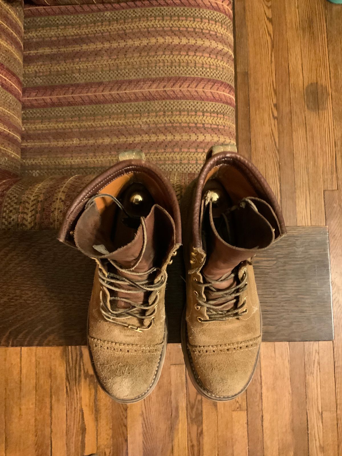 Photo by cozzie on February 6, 2024 of the Rolling Dub Trio Forester II Boot in Nakamura Sennosuke Shoten Dark Beige Suede.