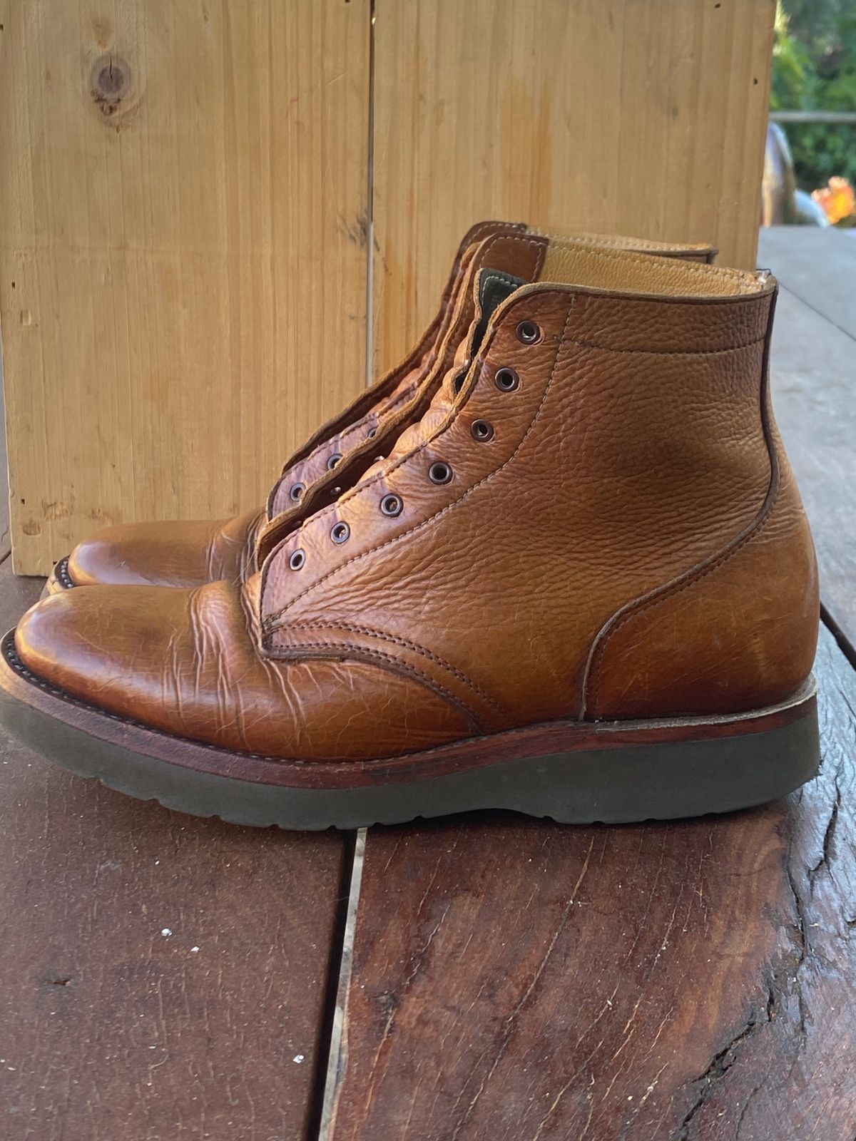 Photo by Chickenman on December 5, 2022 of the Anastazi Service Boot in Whiskey Veg-Tanned Calfskin.