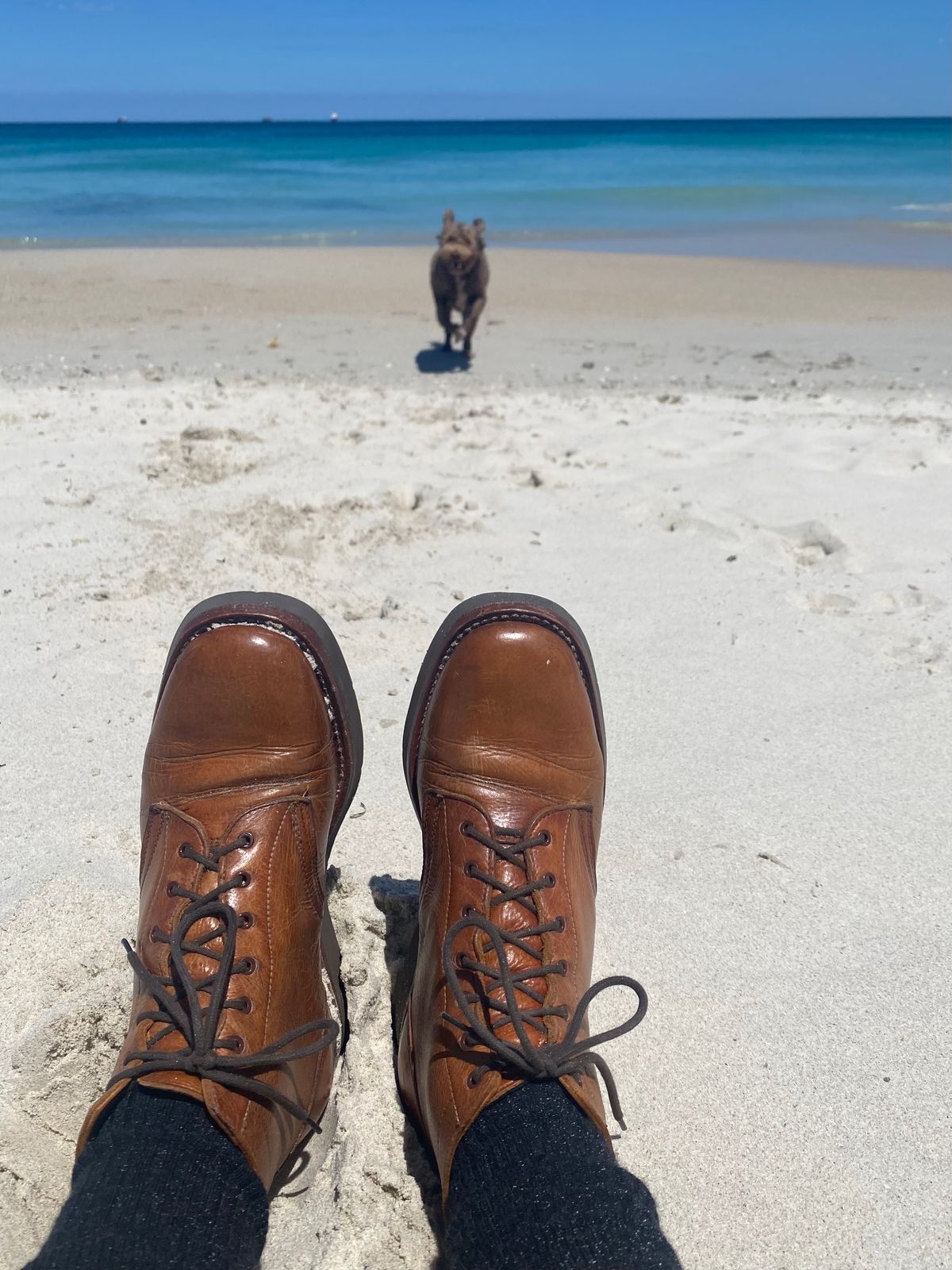 Photo by Chickenman on December 9, 2022 of the Anastazi Service Boot in Whiskey Veg-Tanned Calfskin.