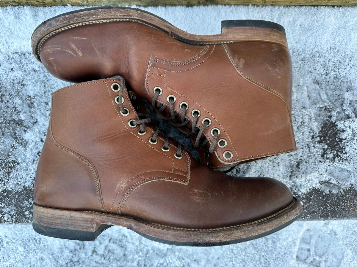 Photo by Chickenman on December 1, 2023 of the Viberg Service Boot in Tempesti Elbamatt.