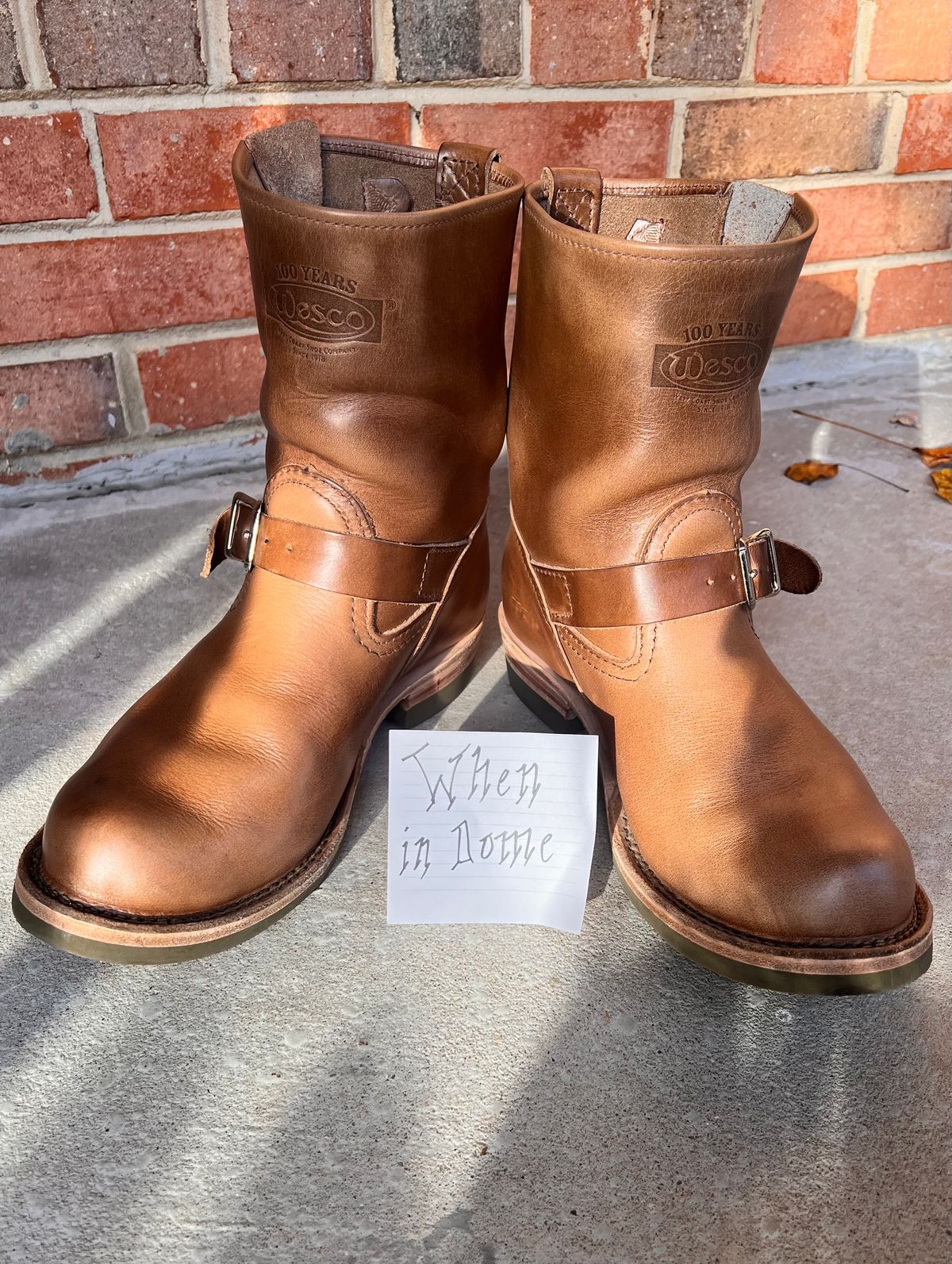 Photo by PonyTetrich on November 2, 2024 of the Wesco Boss Engineer Boot in Horween Natural Chromexcel.