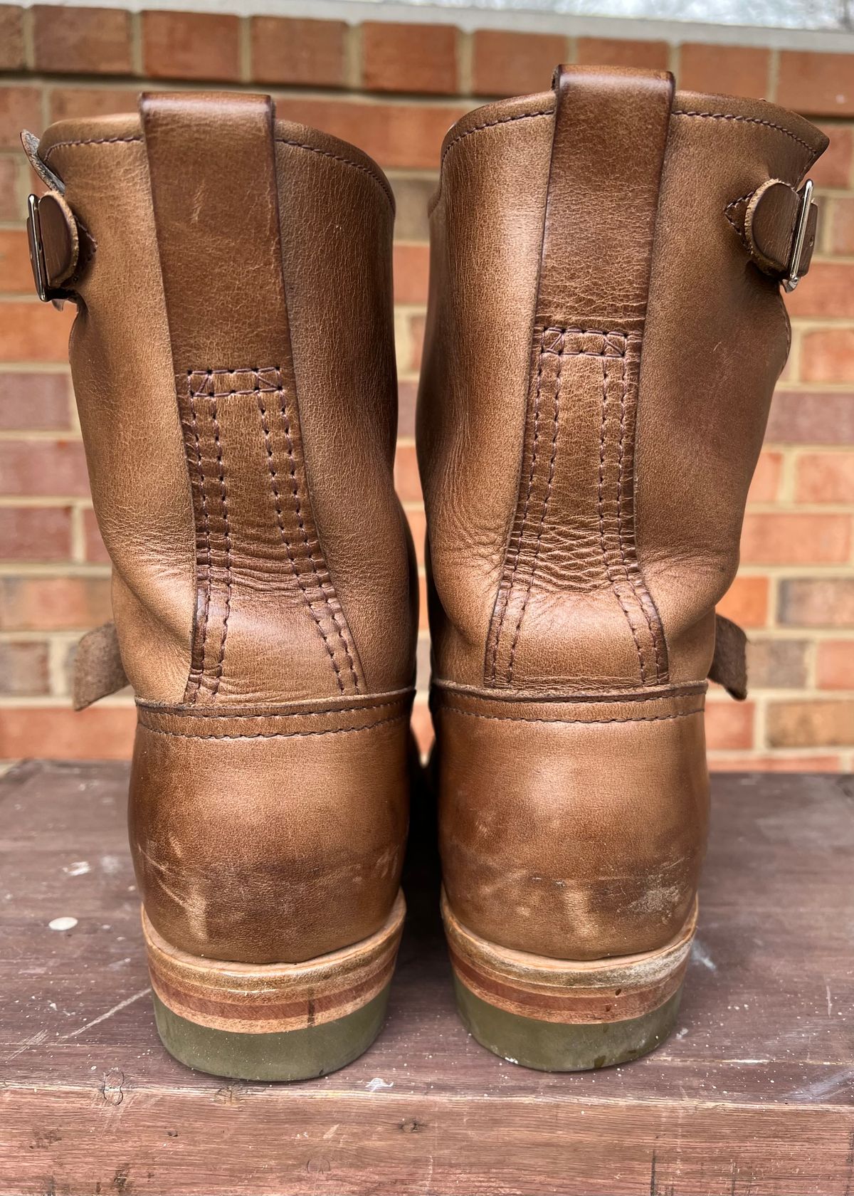 Photo by PonyTetrich on December 1, 2024 of the Wesco Boss Engineer Boot in Horween Natural Chromexcel.