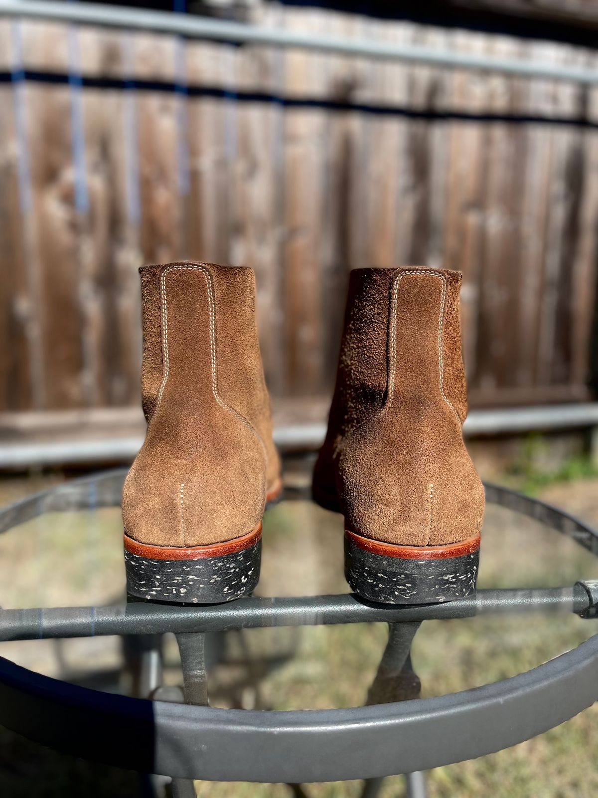 Photo by Ender on December 5, 2023 of the Briselblack The Hawk in Horween Natural Chromexcel Roughout.