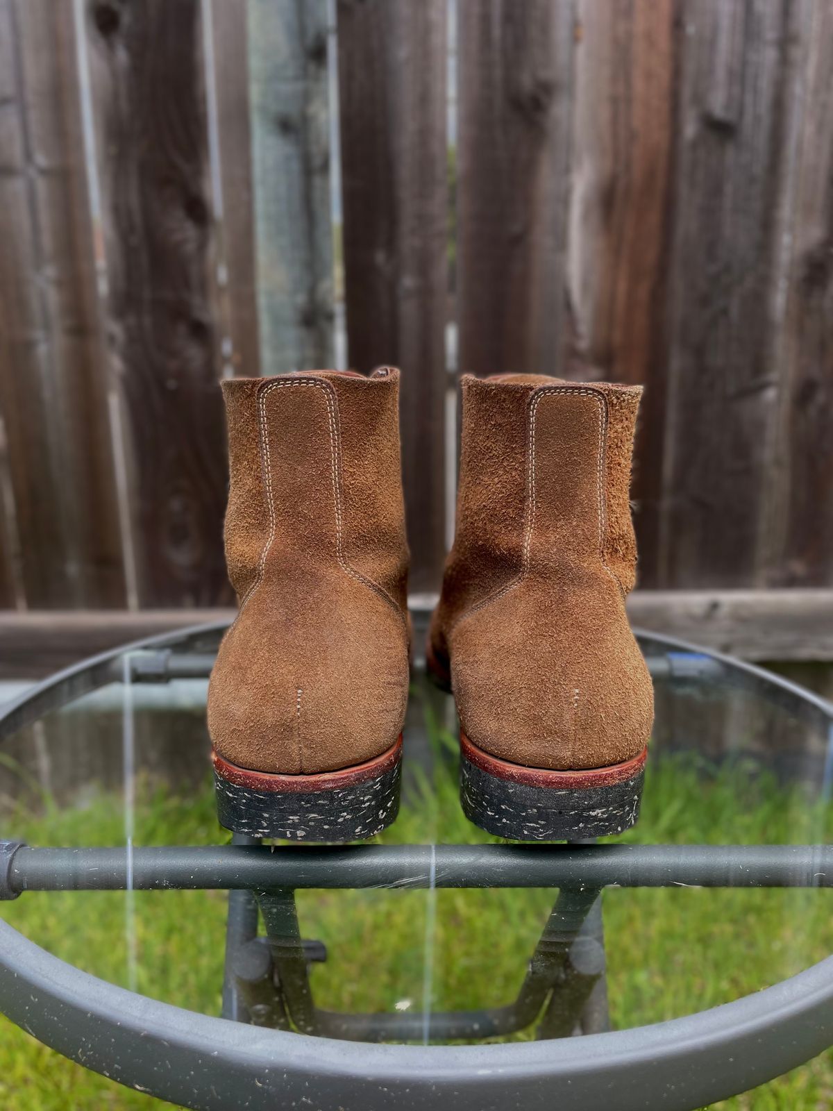 Photo by Ender on April 4, 2024 of the Briselblack The Hawk in Horween Natural Chromexcel Roughout.