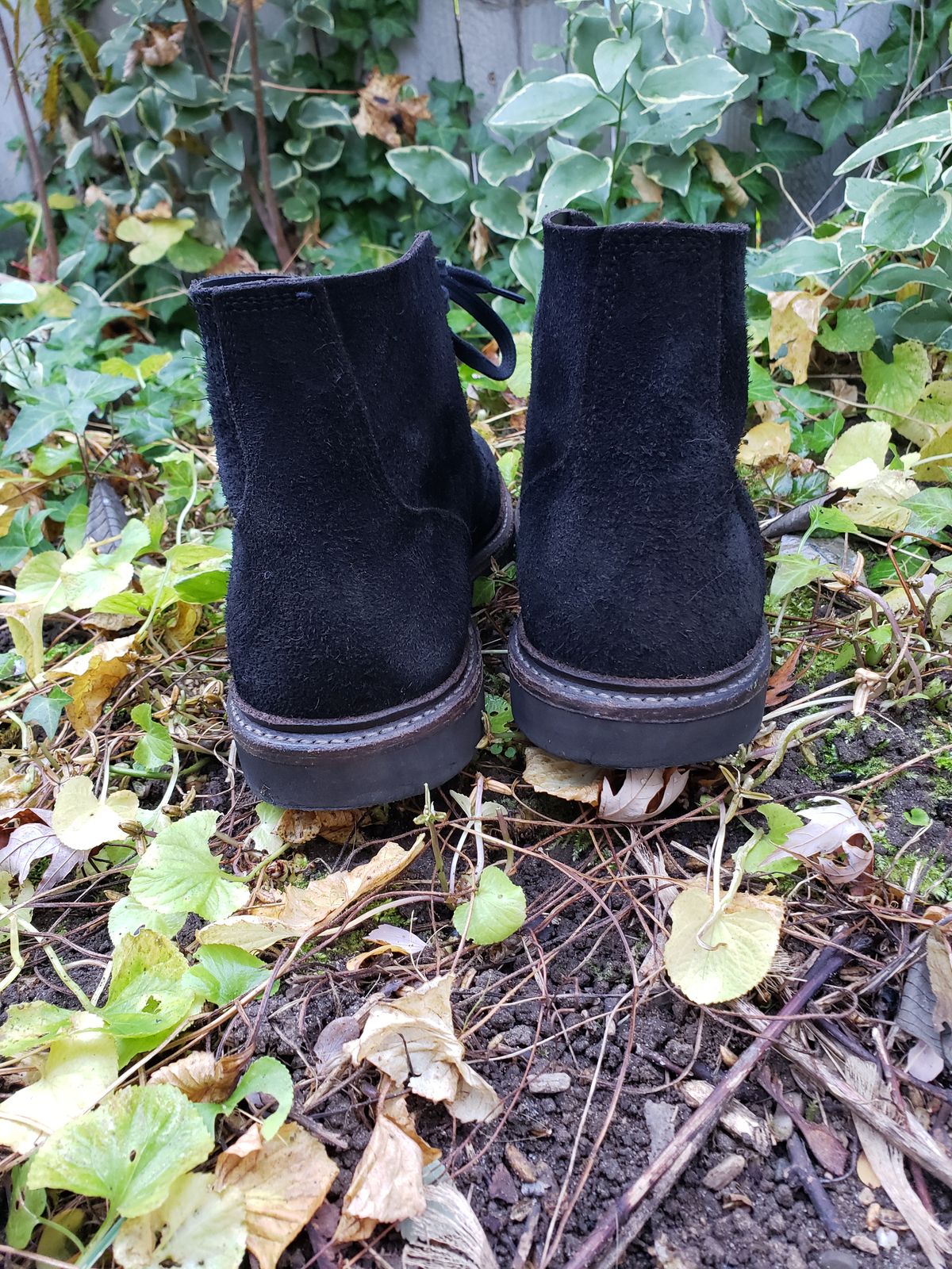 Photo by SneakyTurtle on November 1, 2022 of the Oak Street Bootmakers Field Boot in Seidel Black Oiled Congo Shrunken Bison Roughout.