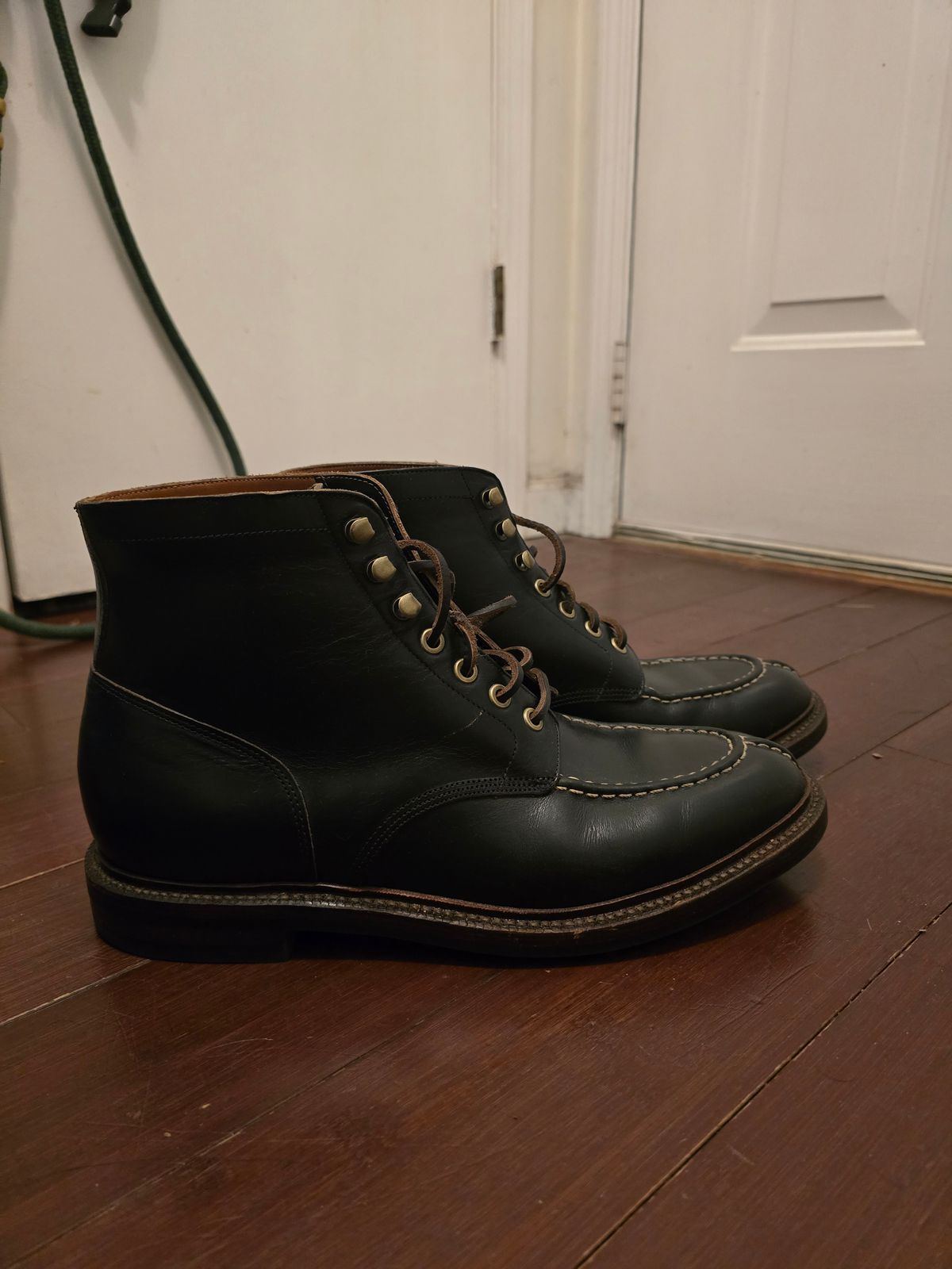 Photo by suplehdog on November 1, 2025 of the Grant Stone Ottawa Boot in Horween Black Chromexcel.