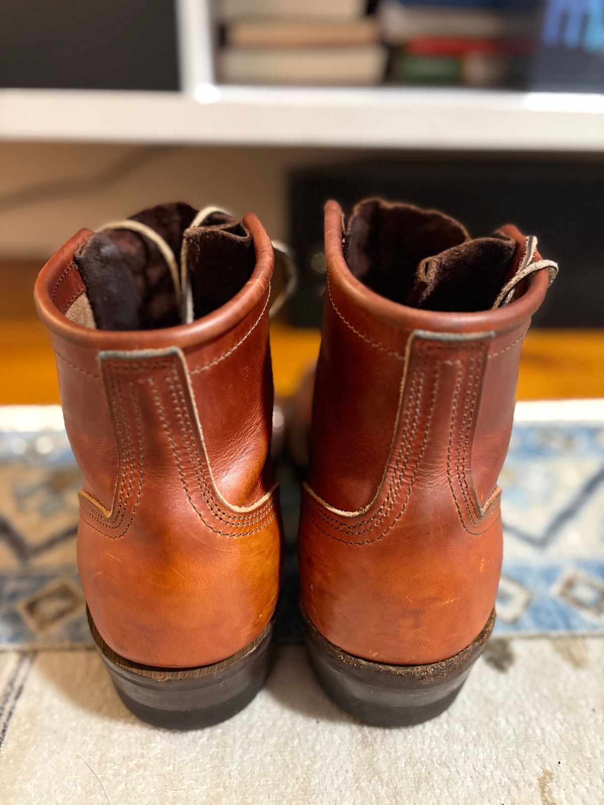 Photo by bootbastard on December 6, 2025 of the Nicks Lace Up Heritage in Wickett & Craig Sienna Double Stuffed.