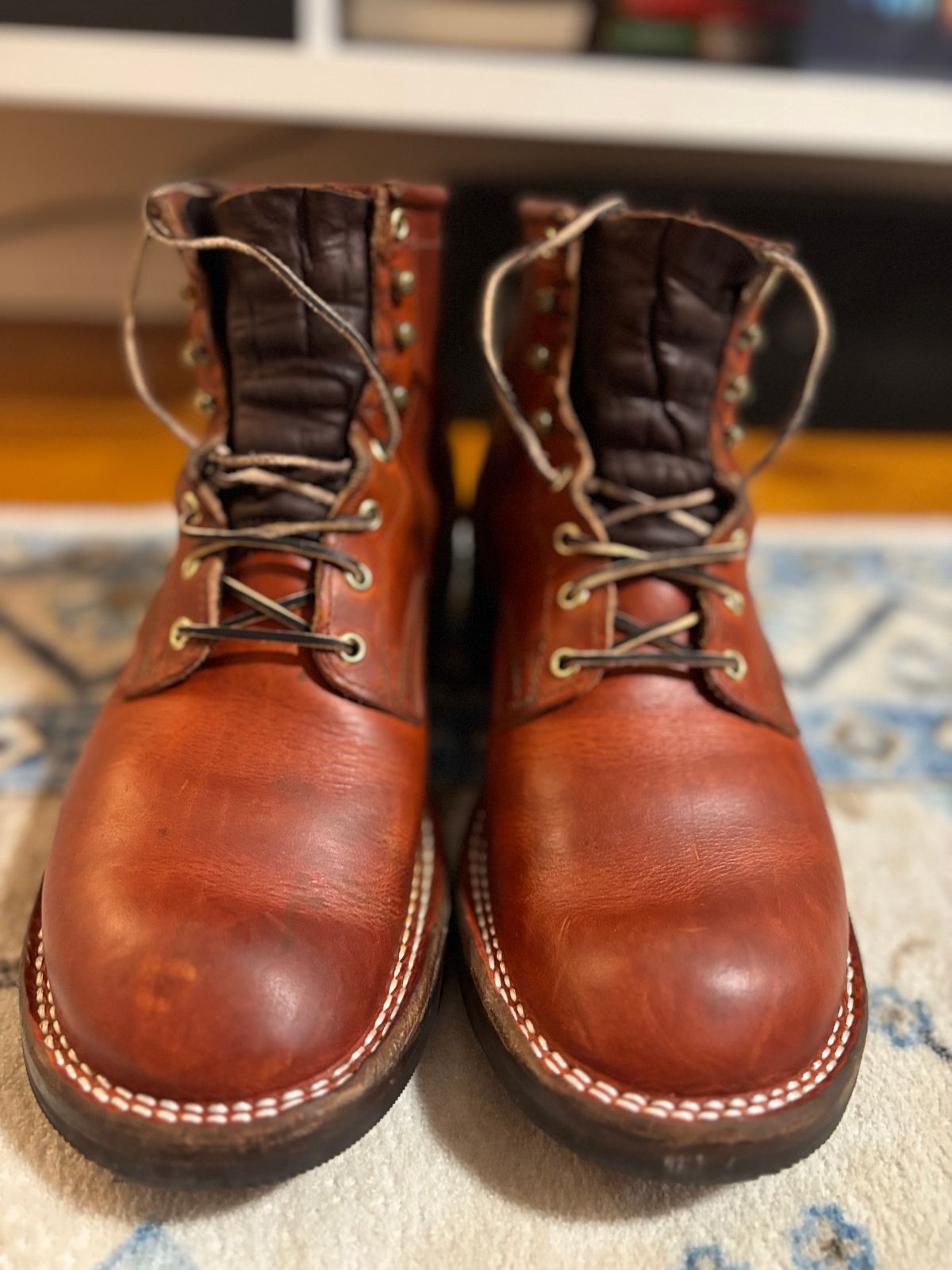 Photo by bootbastard on December 6, 2025 of the Nicks Lace Up Heritage in Wickett & Craig Sienna Double Stuffed.