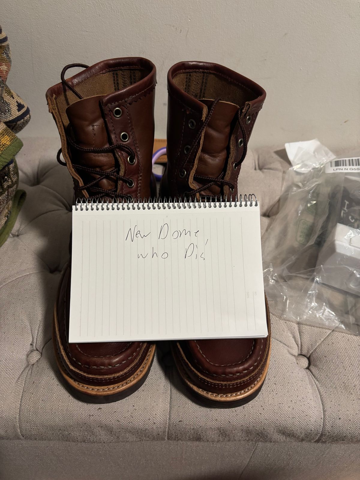 Photo by bootbastard on October 1, 2025 of the Russell Moccasin Co. Joe's PH in Seidel Burgundy Double Shot & Seidel Natural Double Shot.
