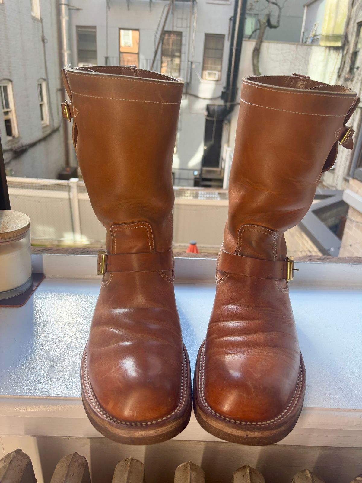 Photo by bootbastard on February 1, 2025 of the Rolling Dub Trio Roots 11” Engineer Boot in Natural Horsebutt.