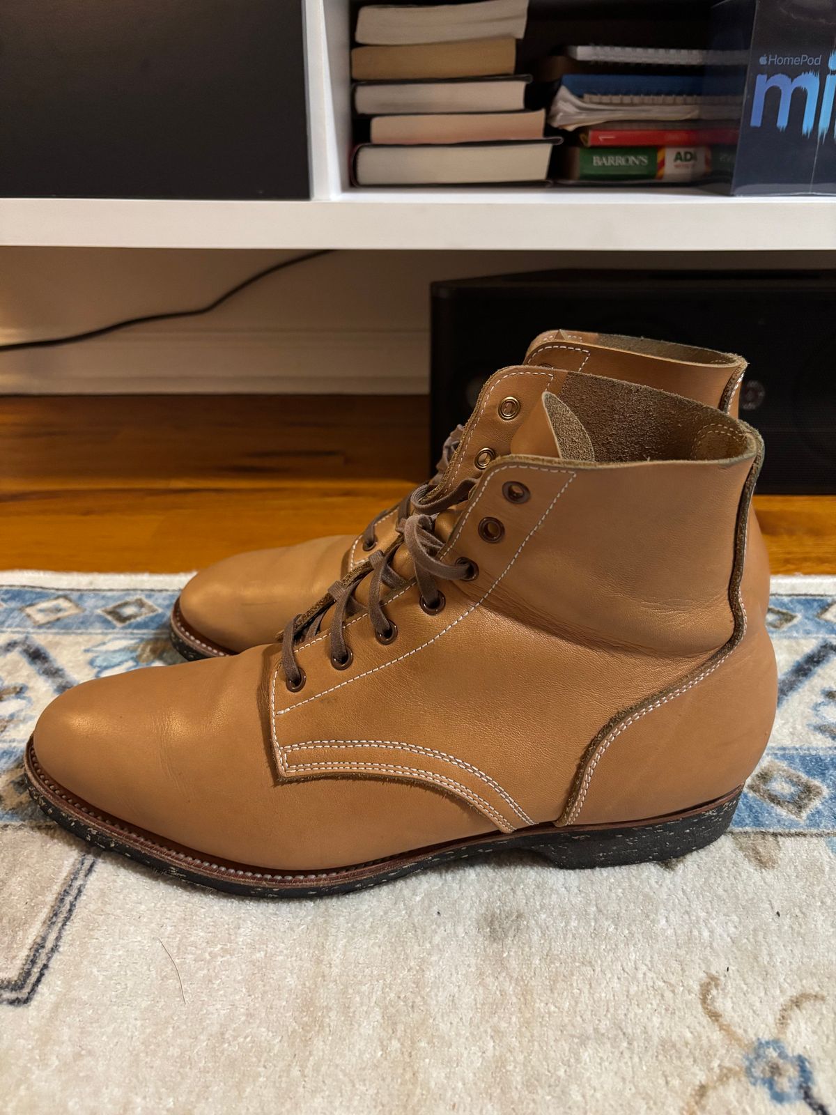 Photo by bootbastard on December 6, 2025 of the Clinch Yeager Boots in Wickett & Craig Buck Natural H Latigo.