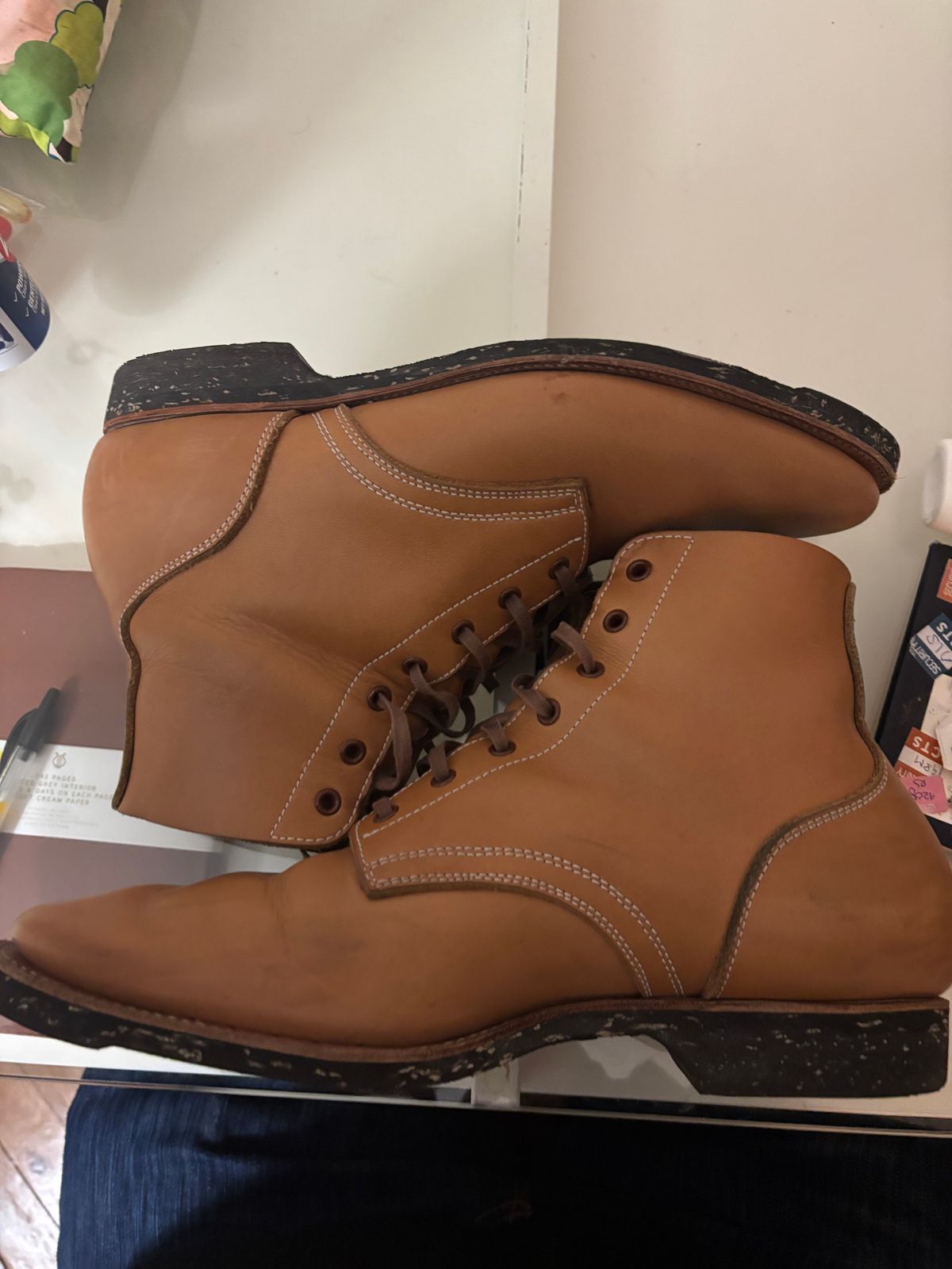 Photo by bootbastard on January 4, 2026 of the Clinch Yeager Boots in Wickett & Craig Buck Natural H Latigo.