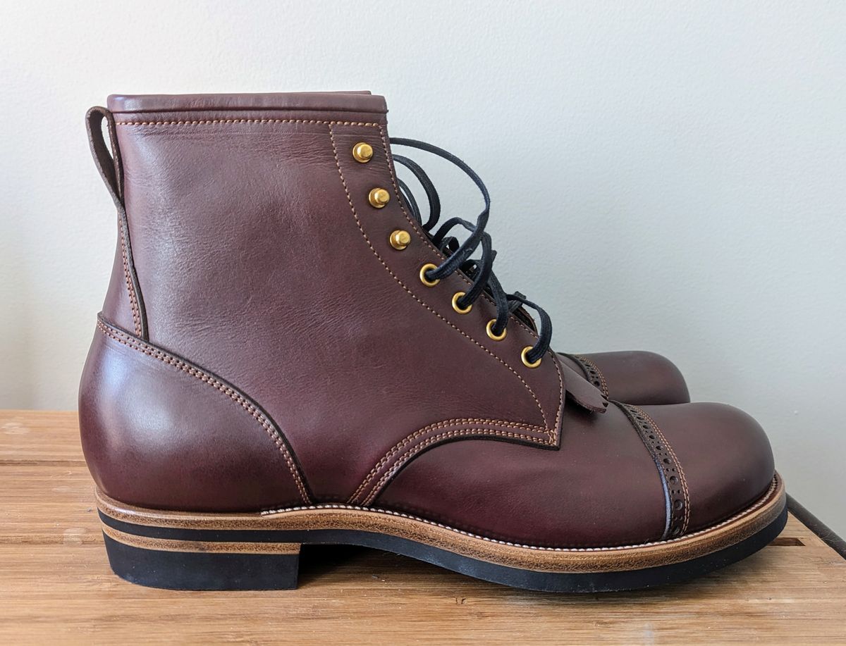 Photo by mikeczyz on October 1, 2023 of the Iron Boots 5515 in Degermann Calf Red-Brown.