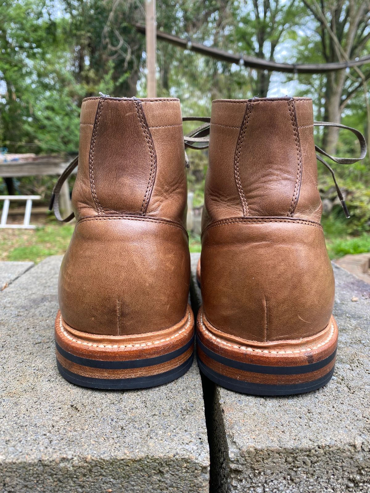 Photo by Esteban on April 4, 2023 of the Grant Stone Diesel Boot in Horween Natural Chromexcel.