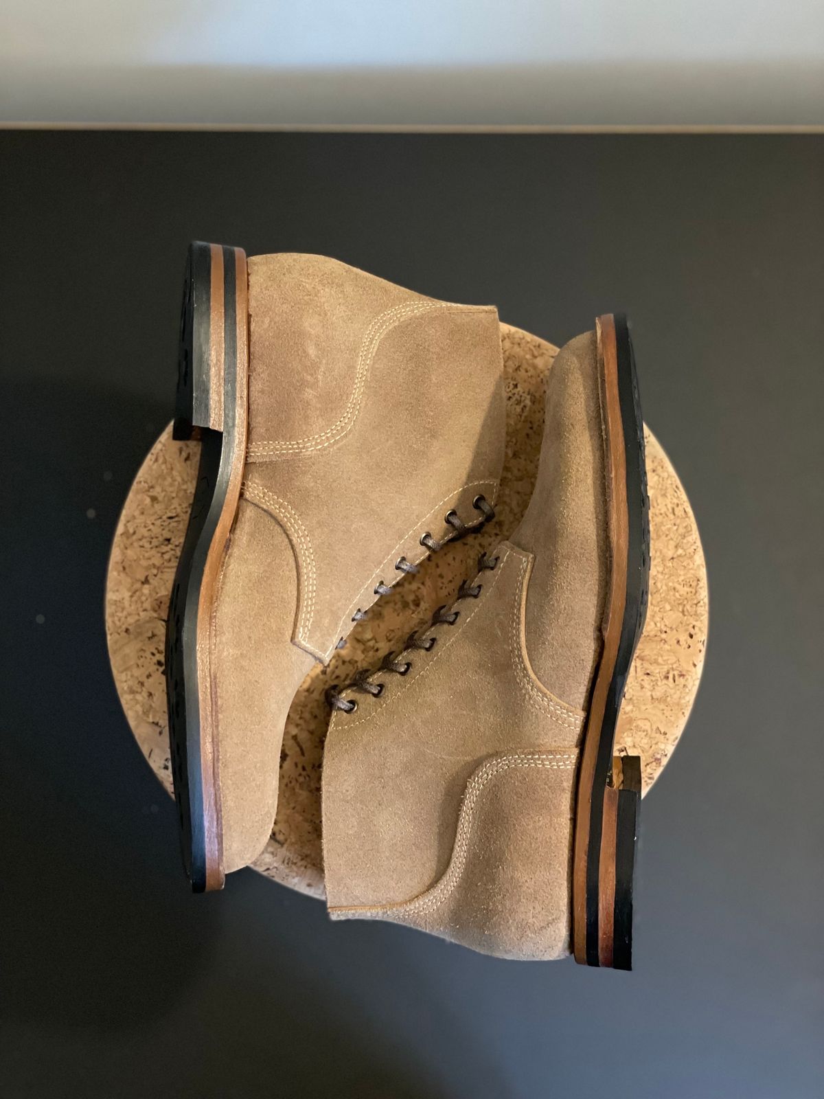 Photo by aitta on November 1, 2023 of the Aitta Handmade Boondockers in Horween Natural Chromexcel Roughout.
