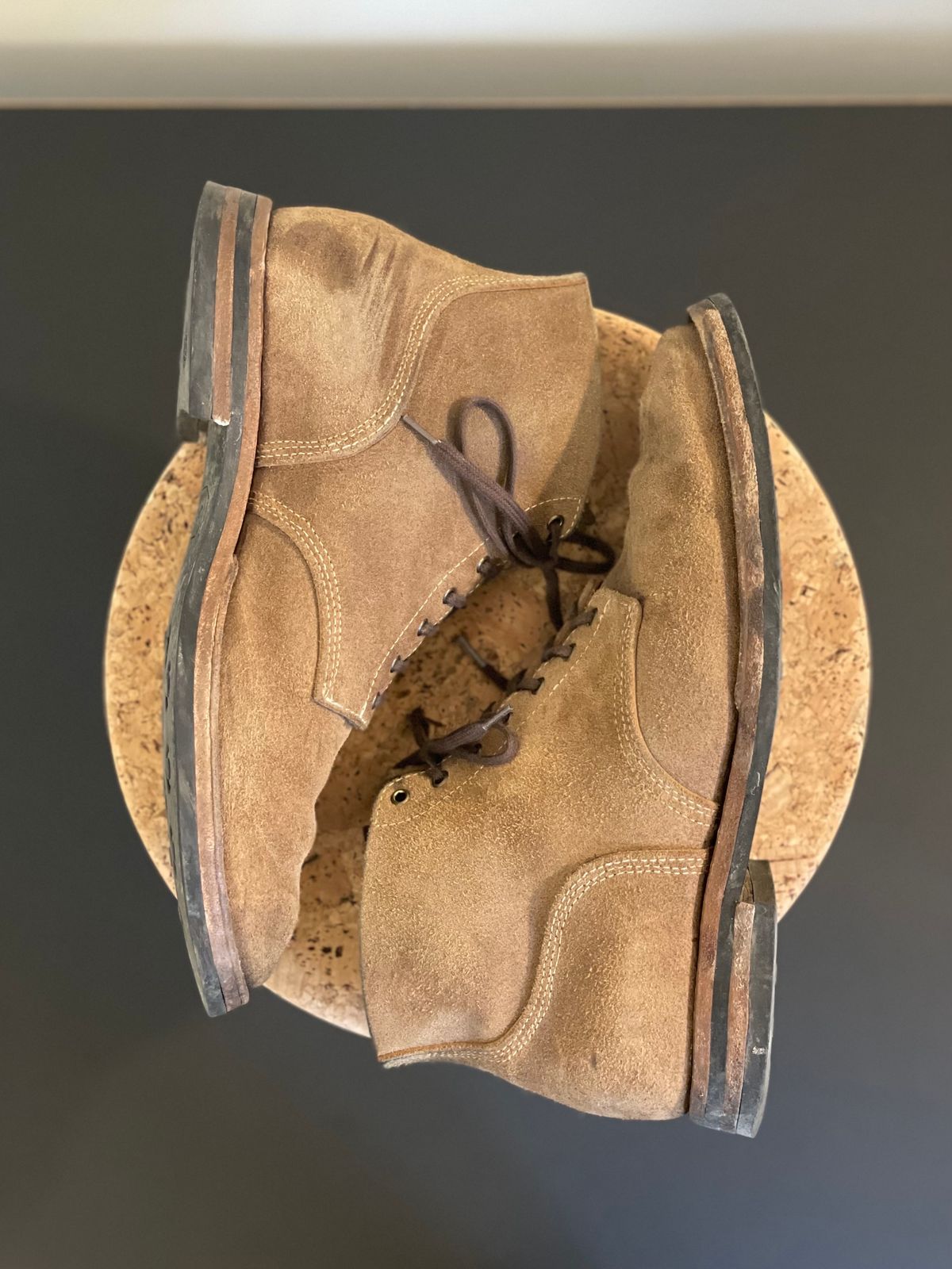 Photo by aitta on February 5, 2024 of the Aitta Handmade Boondockers in Horween Natural Chromexcel Roughout.
