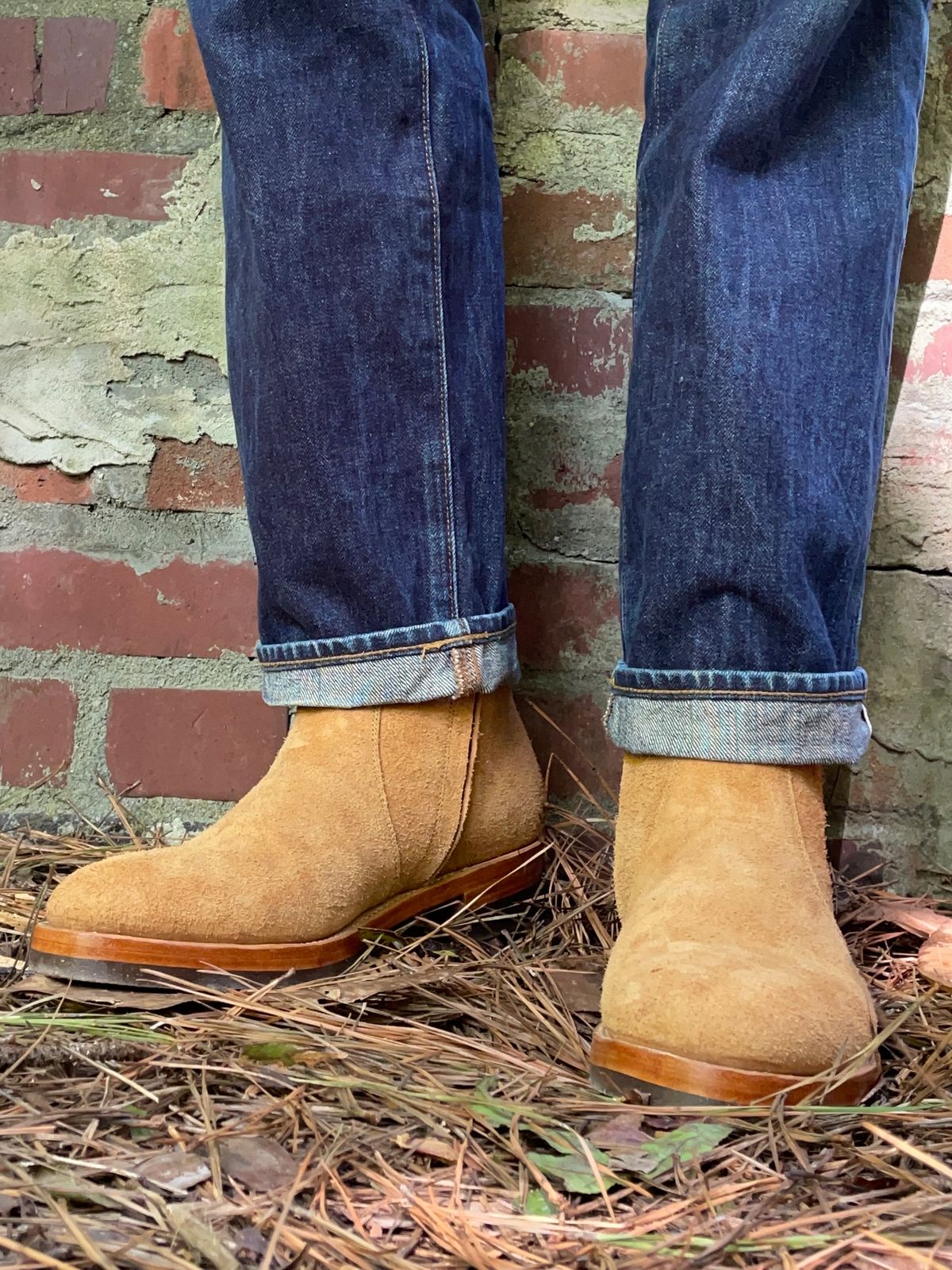 Photo by heathenist on October 1, 2023 of the Briselblack The Stride Side Zip Boots in Badalassi Carlo Cognac Minerva.