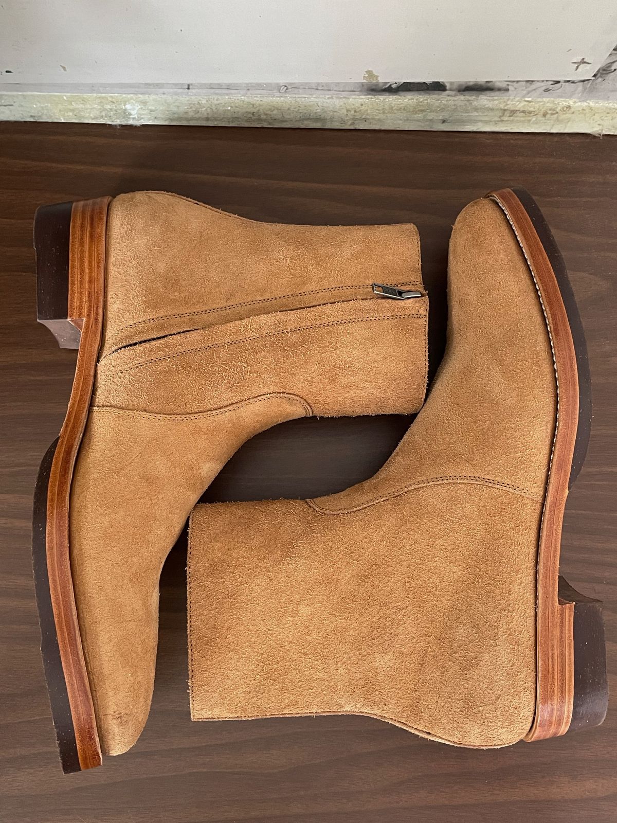 Photo by heathenist on October 1, 2023 of the Briselblack The Stride Side Zip Boots in Badalassi Carlo Cognac Minerva.