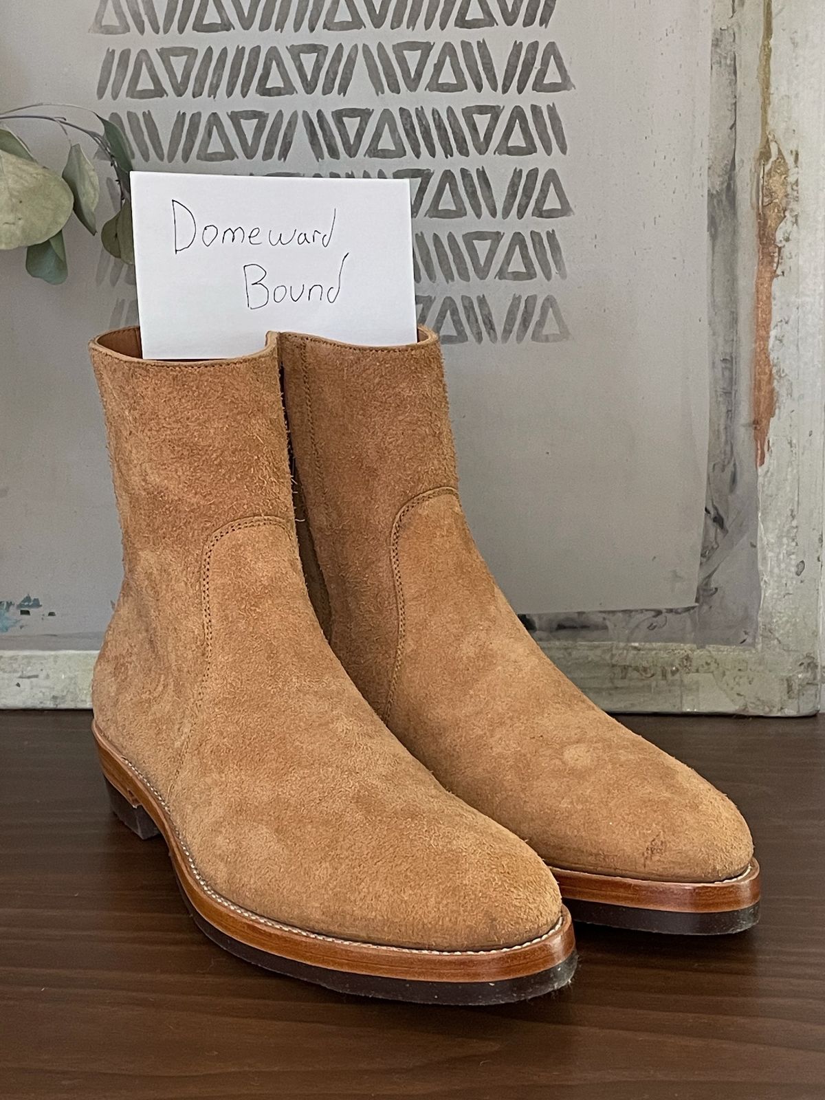 Photo by heathenist on October 1, 2023 of the Briselblack The Stride Side Zip Boots in Badalassi Carlo Cognac Minerva.