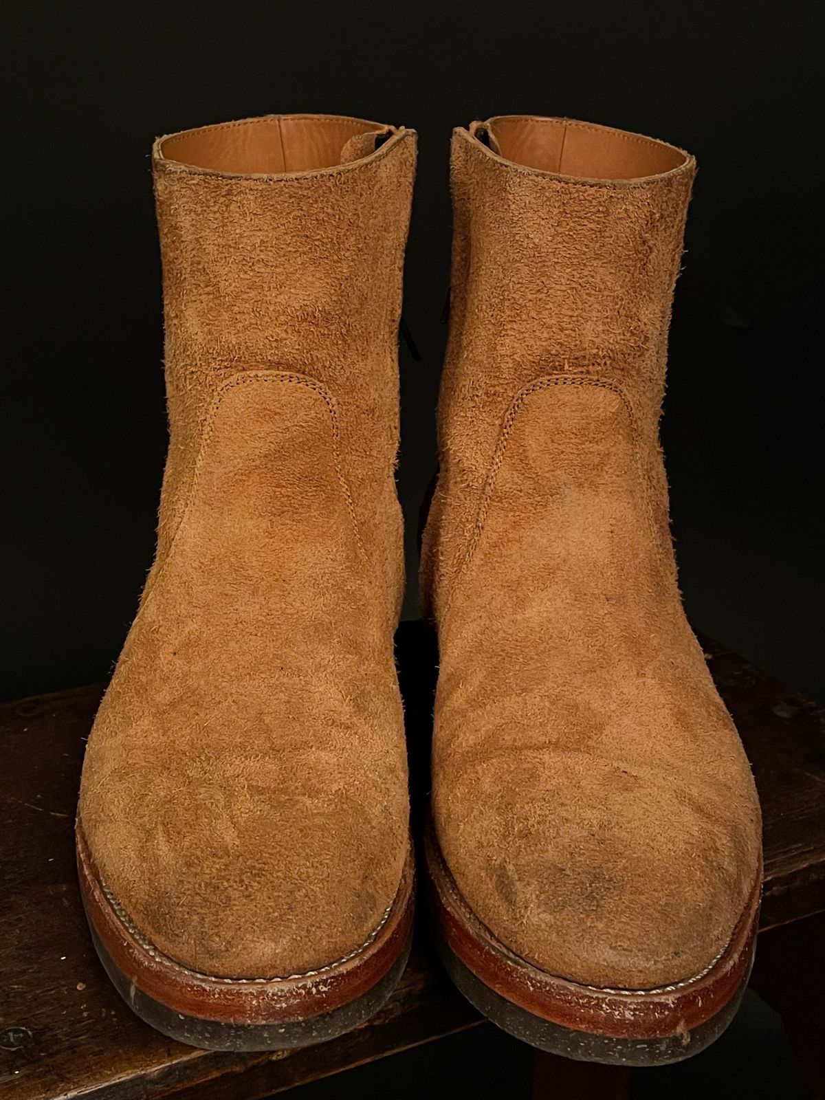 Photo by heathenist on November 4, 2023 of the Briselblack The Stride Side Zip Boots in Badalassi Carlo Cognac Minerva.