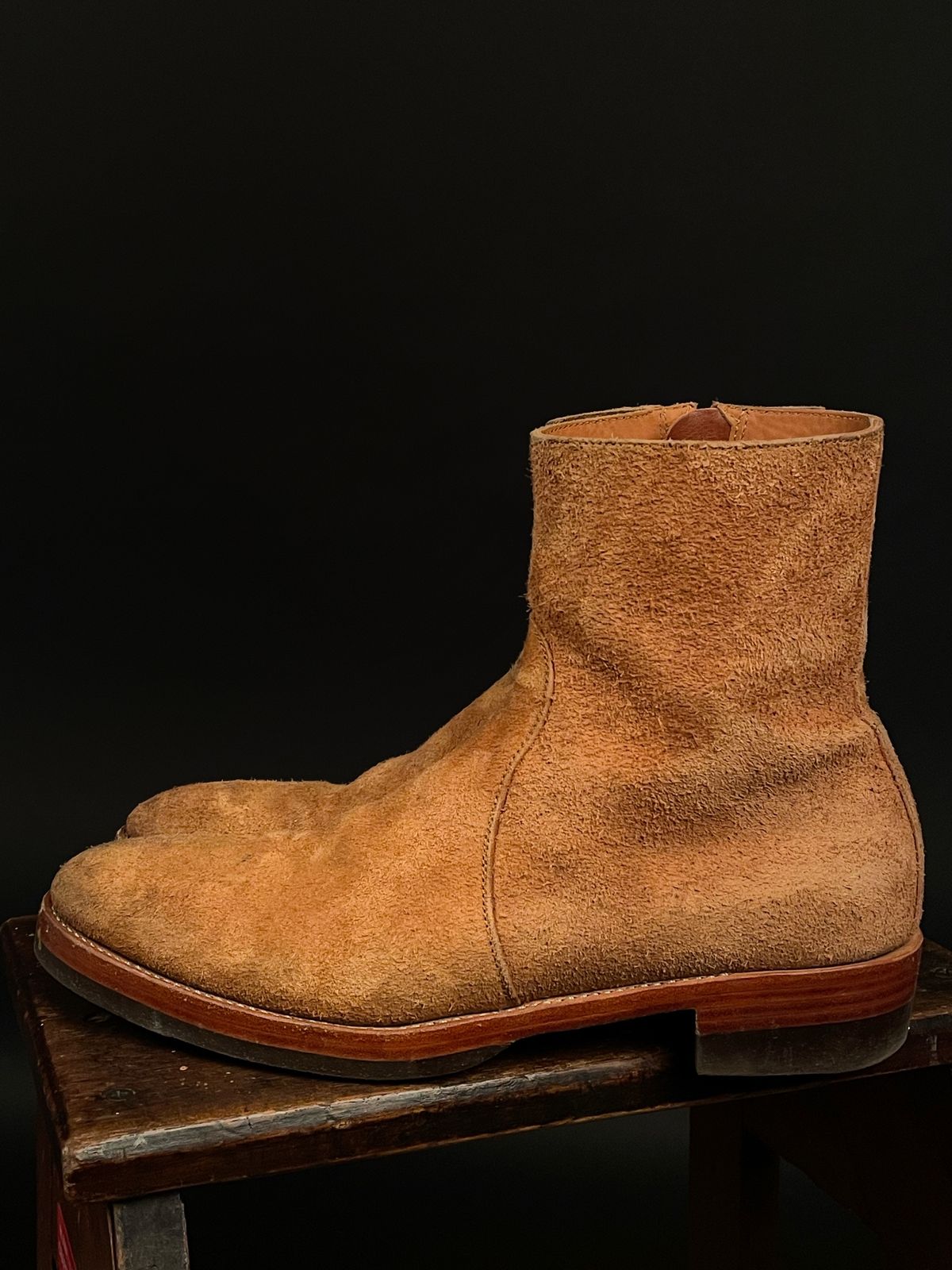 Photo by heathenist on November 4, 2023 of the Briselblack The Stride Side Zip Boots in Badalassi Carlo Cognac Minerva.