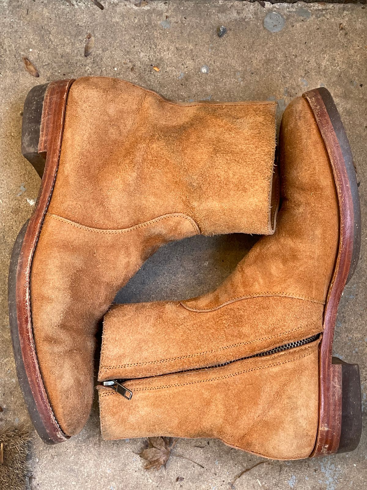 Photo by heathenist on January 4, 2024 of the Briselblack The Stride Side Zip Boots in Badalassi Carlo Cognac Minerva.